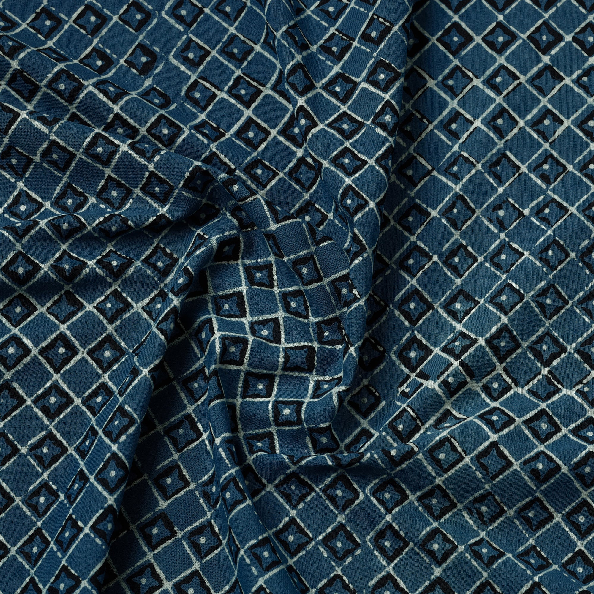 HAVELI CHRONICLES Blue - Hand Block Printed Cotton Akola Fabric - view 3