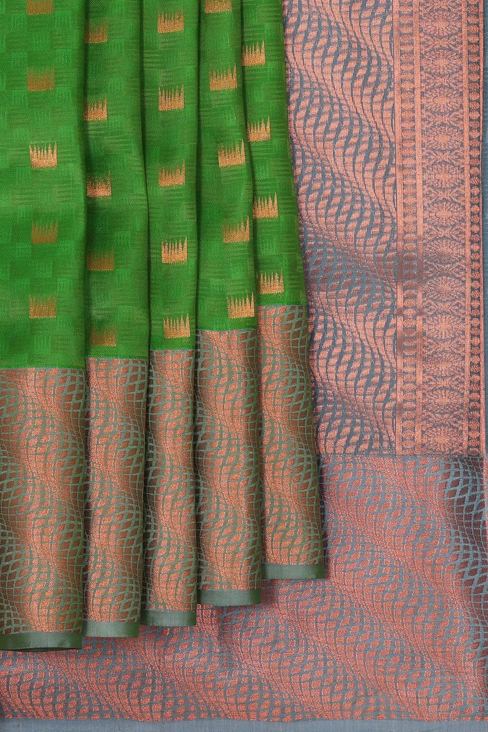Kalanjali Green Woven South Silk Saree – Women's