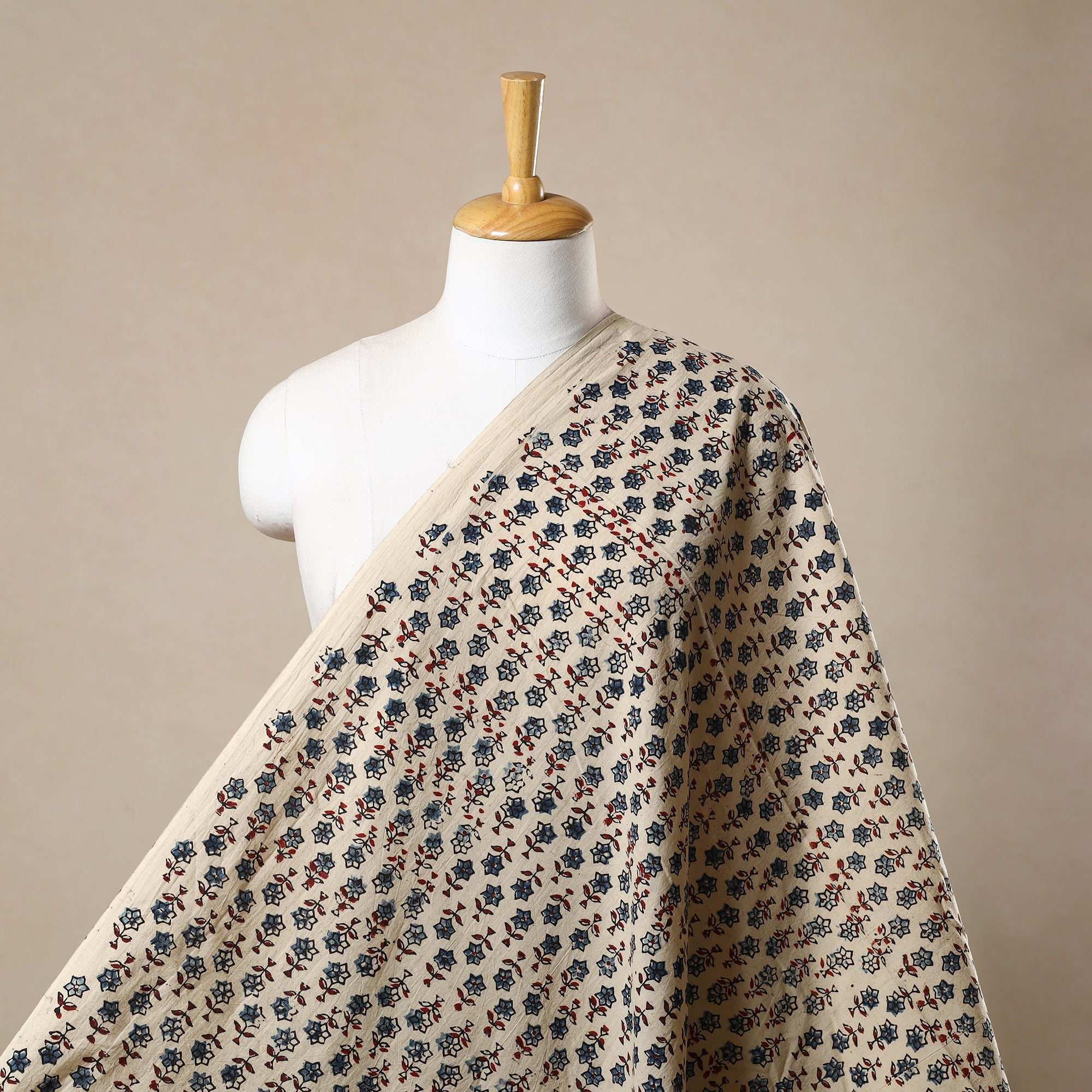 KACHCHH JI CHHAAP Beige - Block Print Cotton Natural Dyed Ajrakh Fabric 61