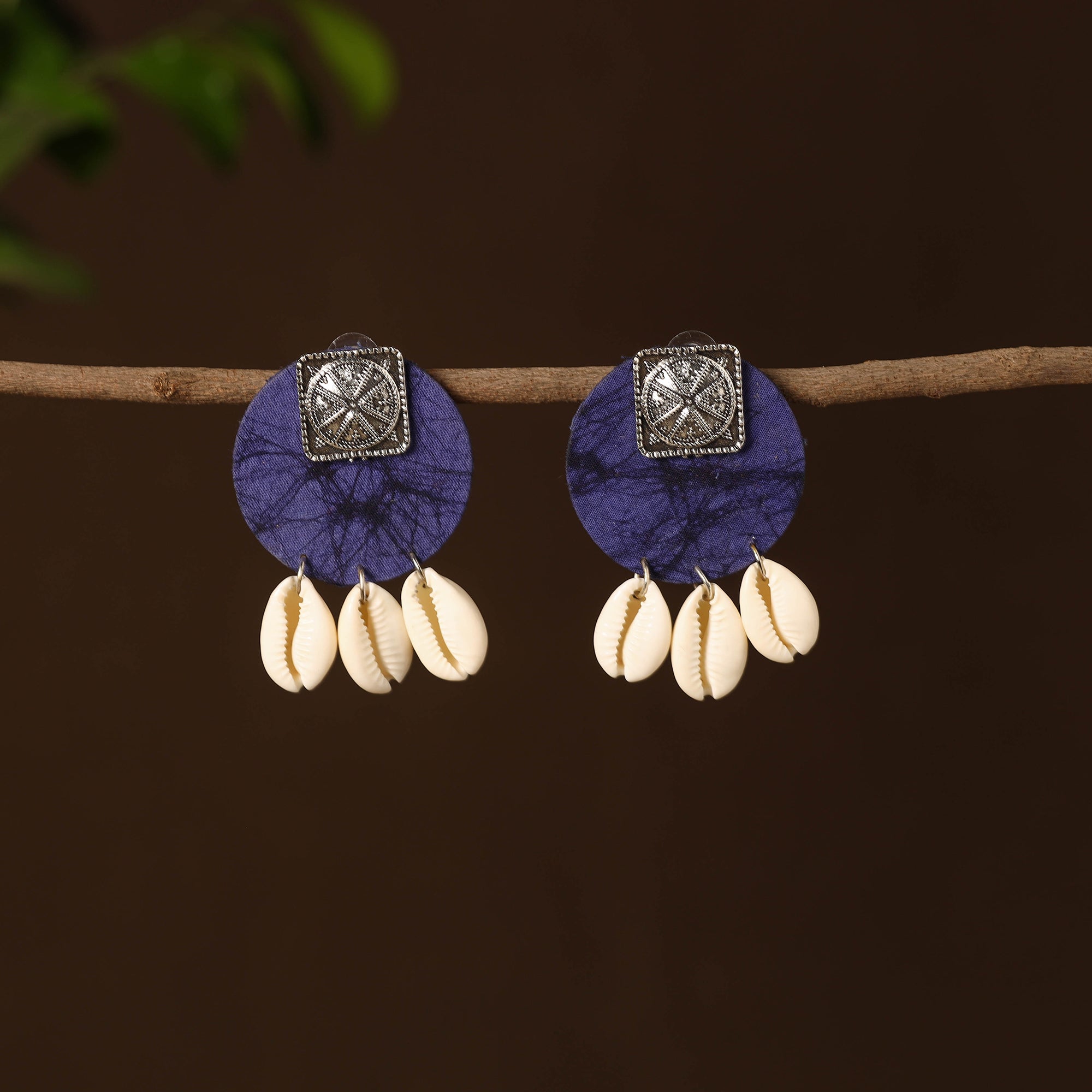 JALPARI Anaya Fabart Shell Work Earrings