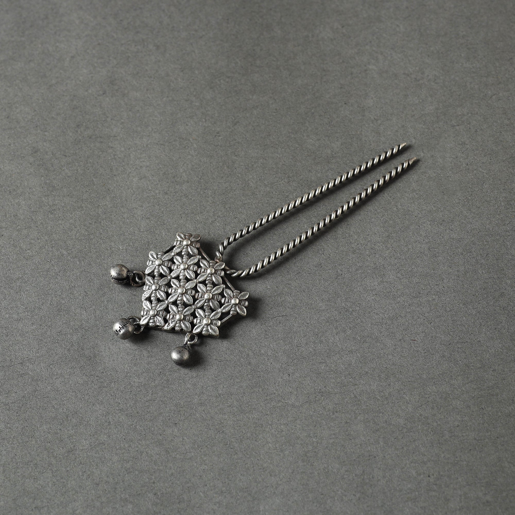 WHITE RIVER STORIES Antique Silver Finish Oxidised Brass Base Juda Pin