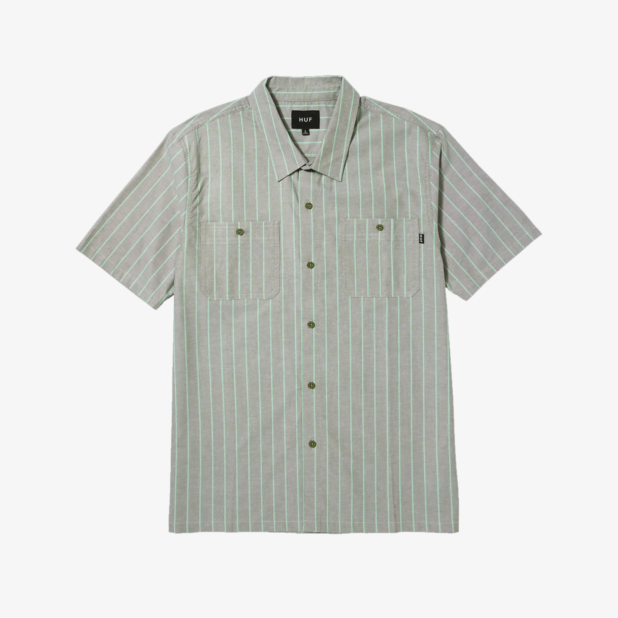 Huf | Parker Work Shirt { White/green - view 2