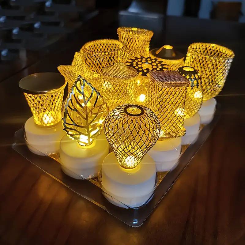 Catterton Multiple Shaped Golden Smokeless Candles (Pack Of 12)
