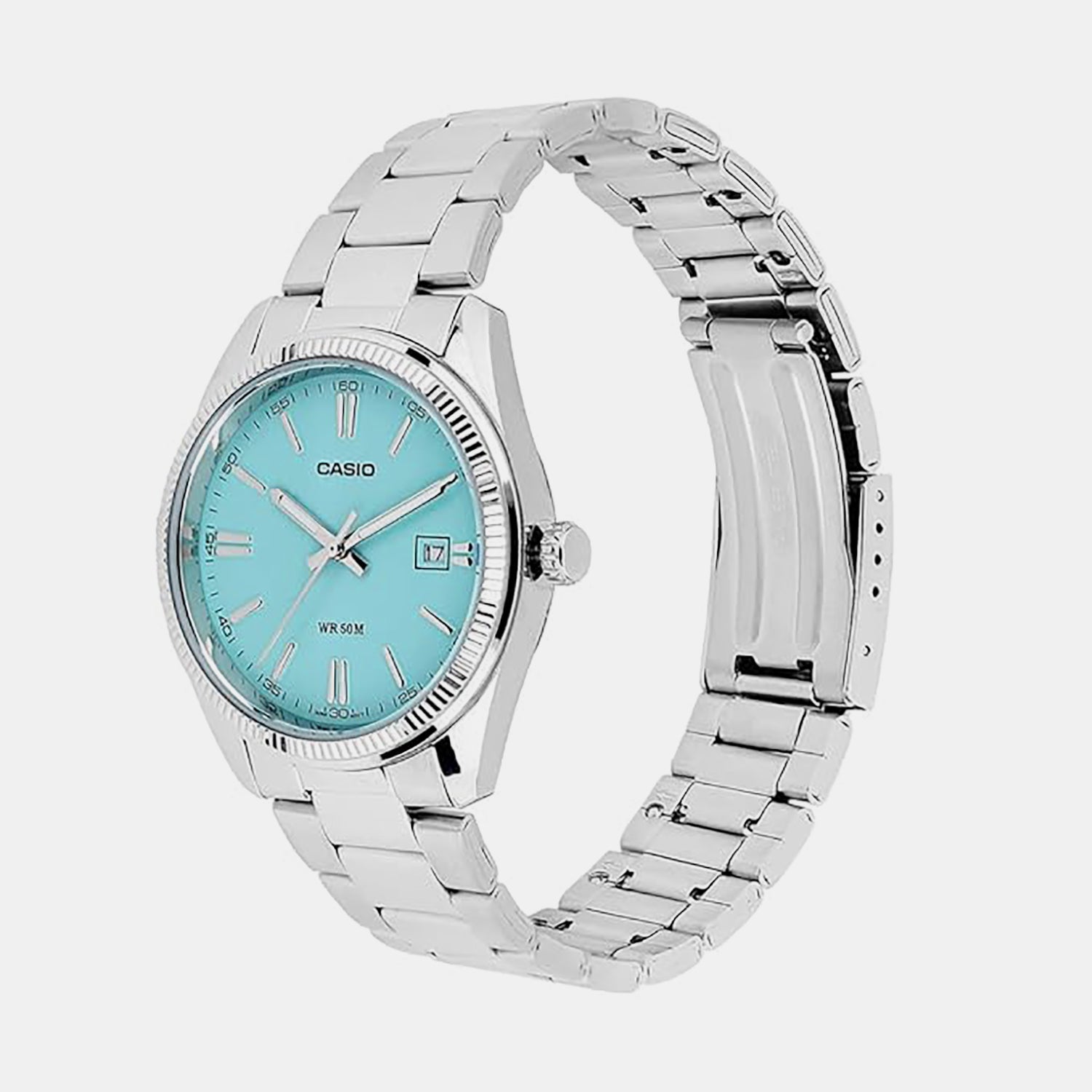 Casio Enticer Men Quartz Turquoise Dial Analog Stainless Steel Watch A2225 - view 3