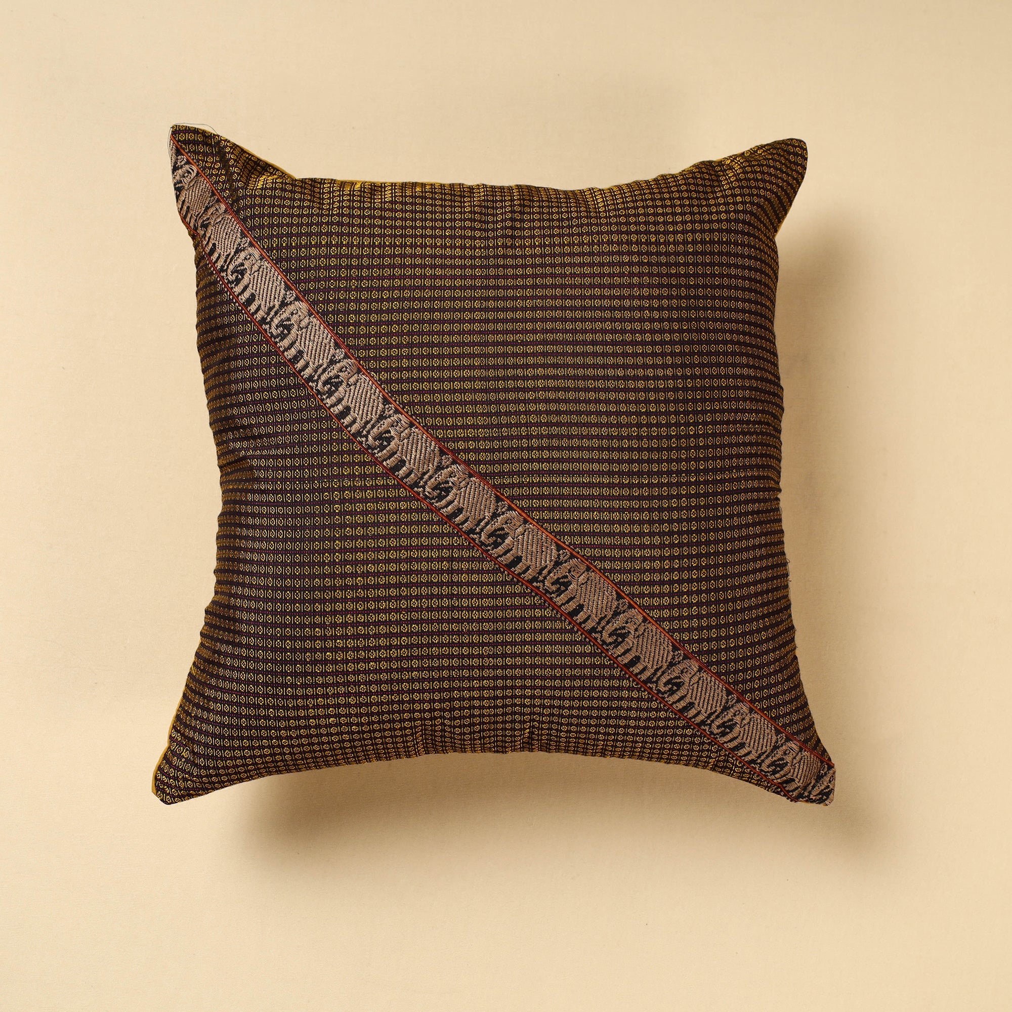 NOORI BAZAR Brown - Khun Weave Cotton Cushion Cover (16 x 16 in)