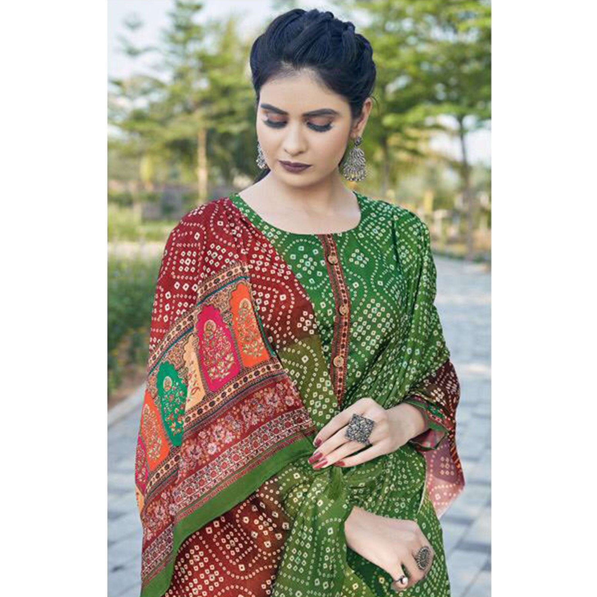 BlackTree green-casual-wear-printed-jam-satin-suit-129813 - view 2