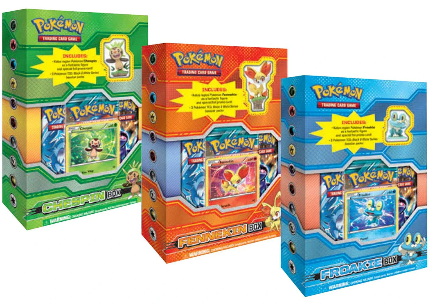 Pokémon 2013 Pokemon TCG Chespin/Fennekin/Froakie Figure Box Lot