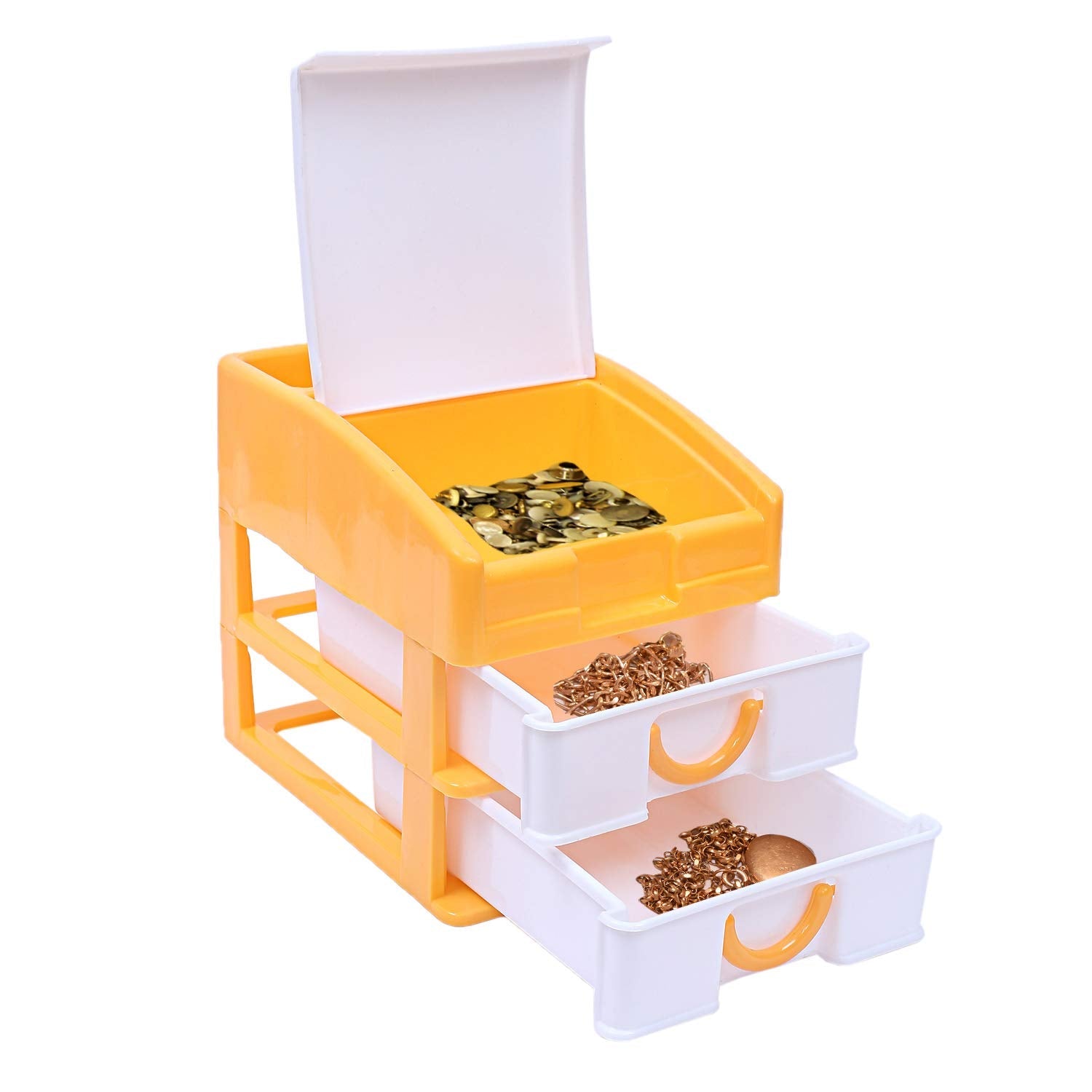 Kuber Industries Plastic 2 Pieces Three Layer Drawer Storage Cabinet Box (Red & Yellow)-CTKTC13130 - view 5