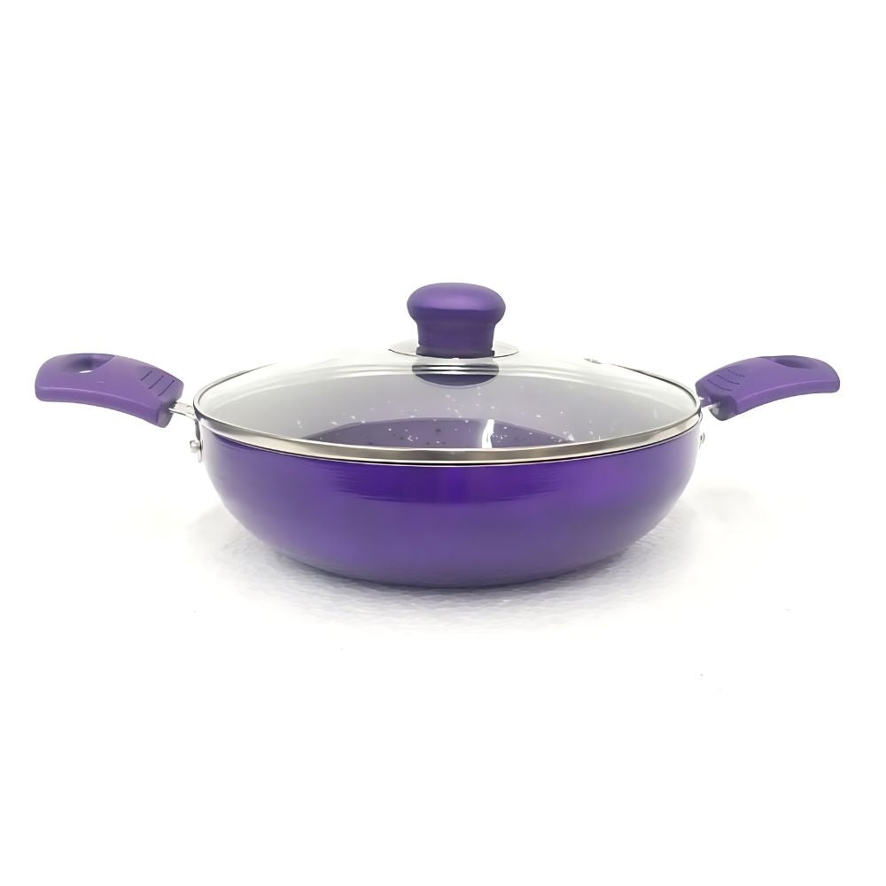 Softel Designer Non-Stick Kadhai With Glass Lid | Gas & Induction Compatible | Purple - view 2