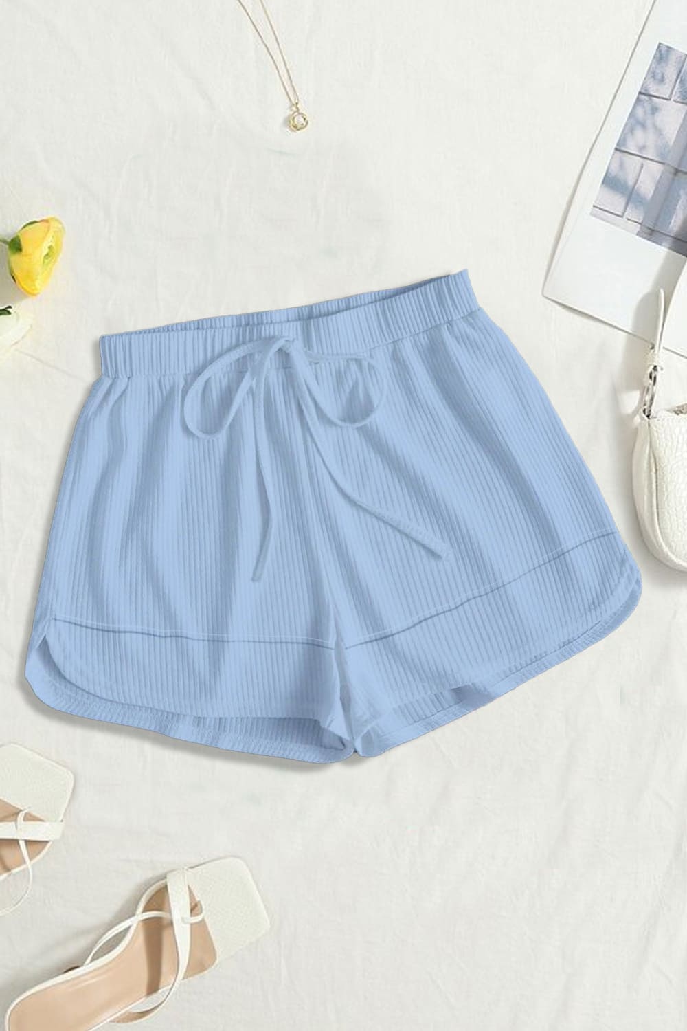 Nobero Emerald Rib-Knit Shorts – Women's, Powder Blue