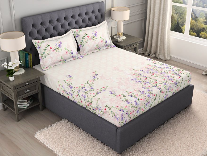 Spaces India Floral Light Pink 100% Cotton King Size Bedsheet Organic Cotton - By Spaces - view 3