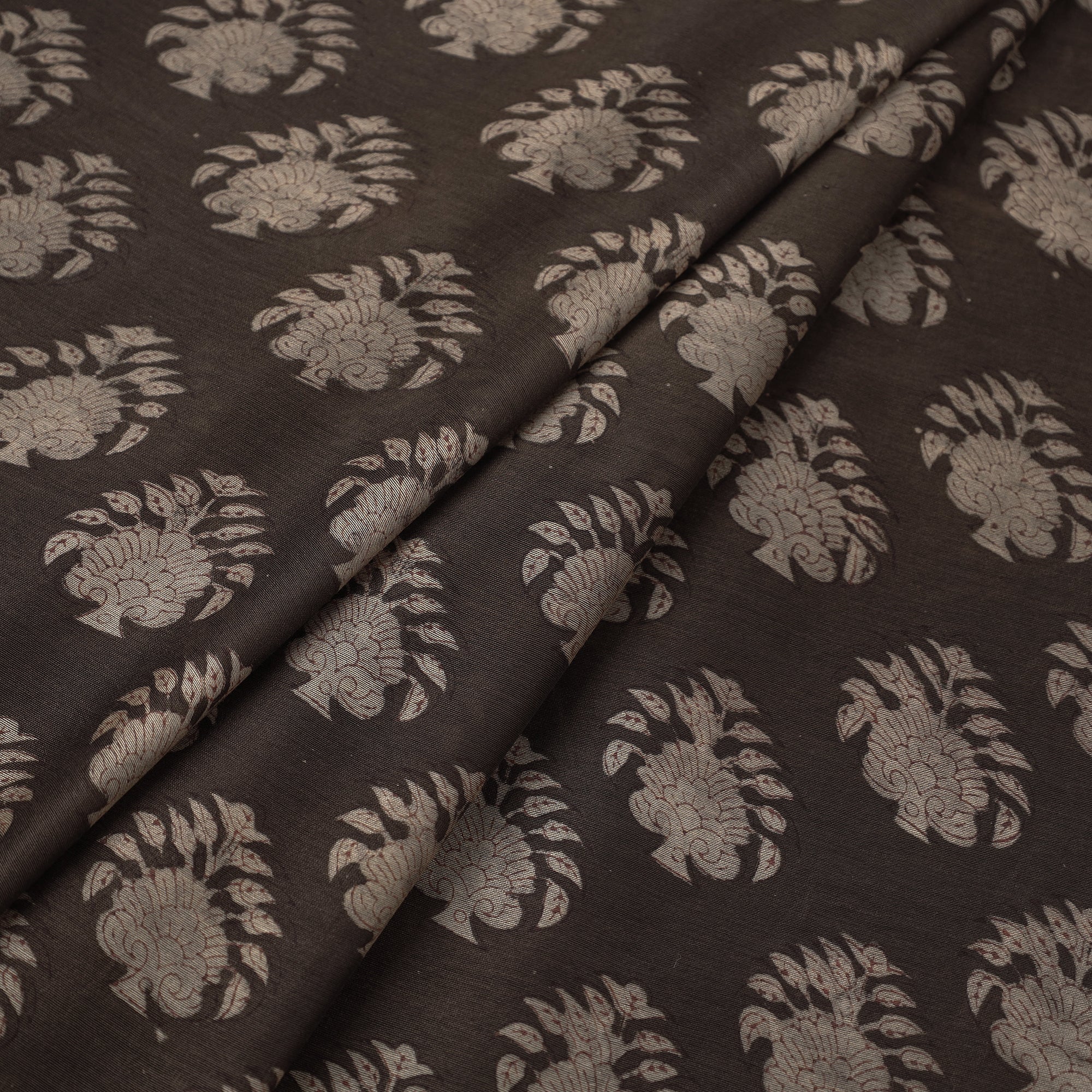HAVELI CHRONICLES Brown - Natural Dyed Chanderi Silk Akola Print Fabric 15 - view 2