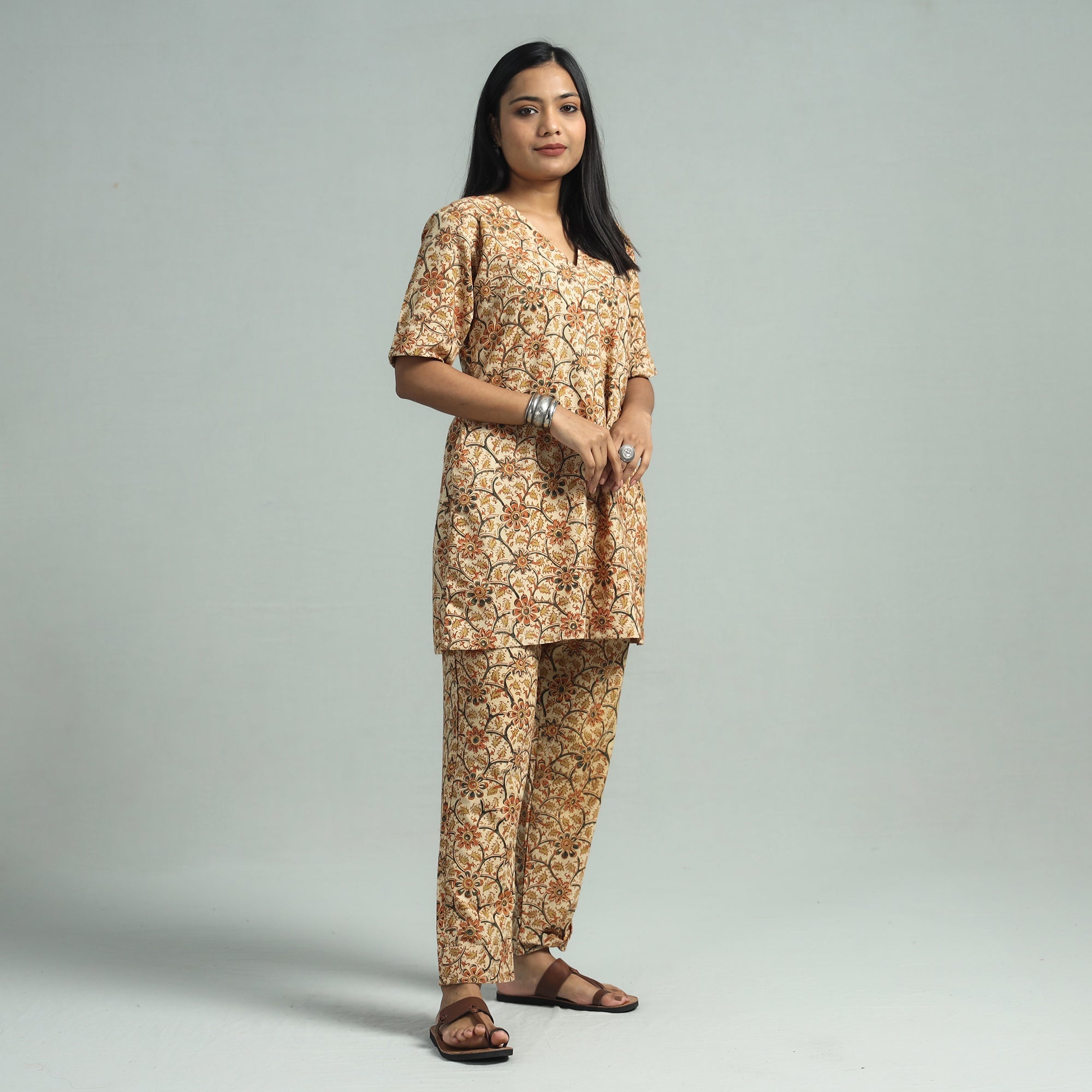 ITOKRI CASUALS Beige - Pedana Kalamkari Block Printed Cotton Co-Ord Set - view 2