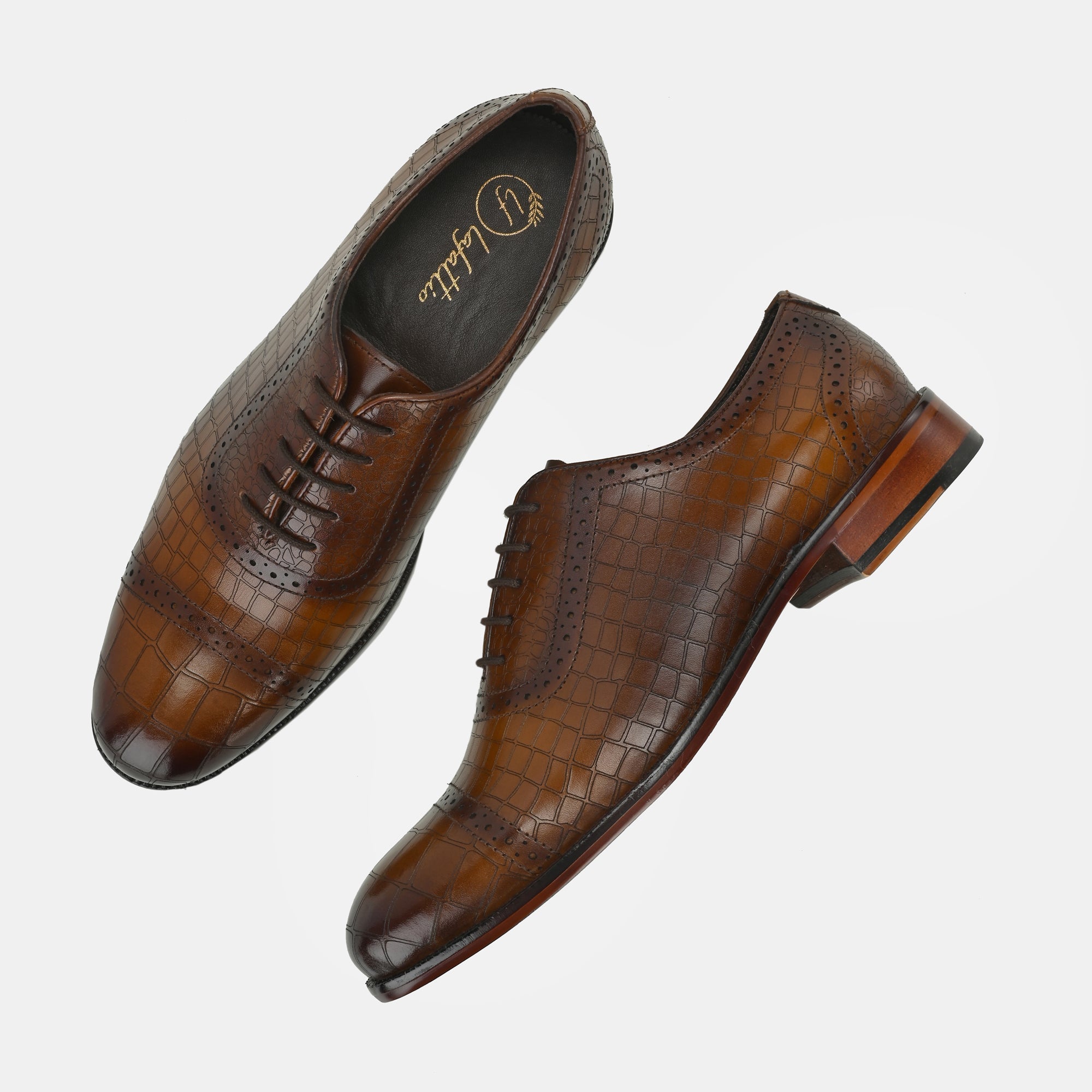 Tan Laser Engraved Semi-Brogues by Lafattio - view 5