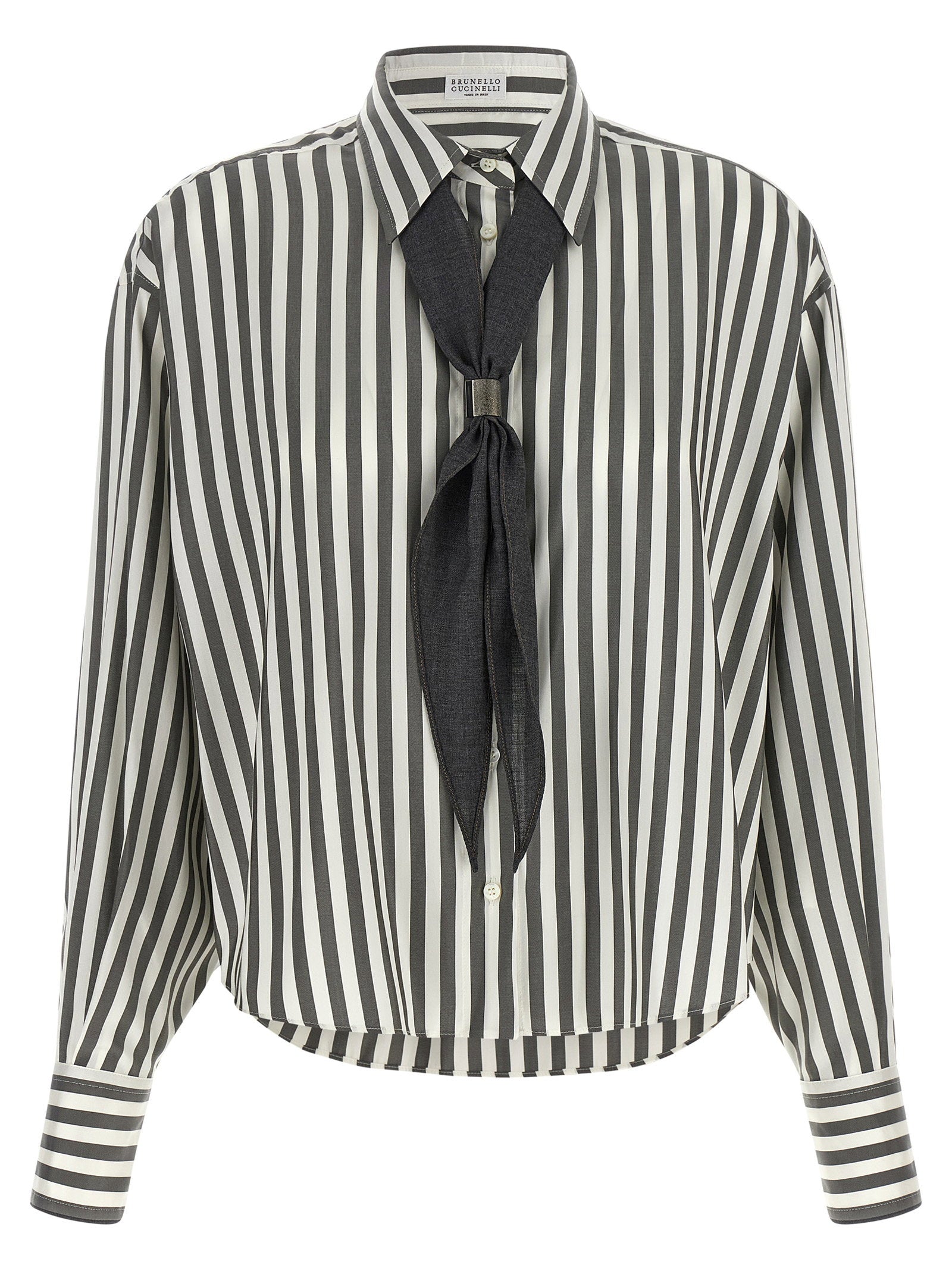 Brunello Cucinelli Shirt With Scarf – 100% silk