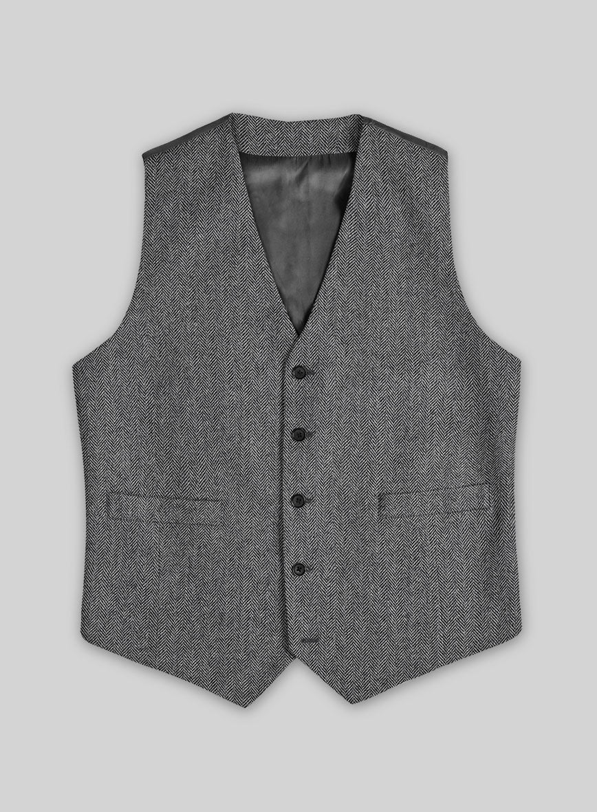 StudioSuits Vintage Herringbone Gray Tweed Waist Coat