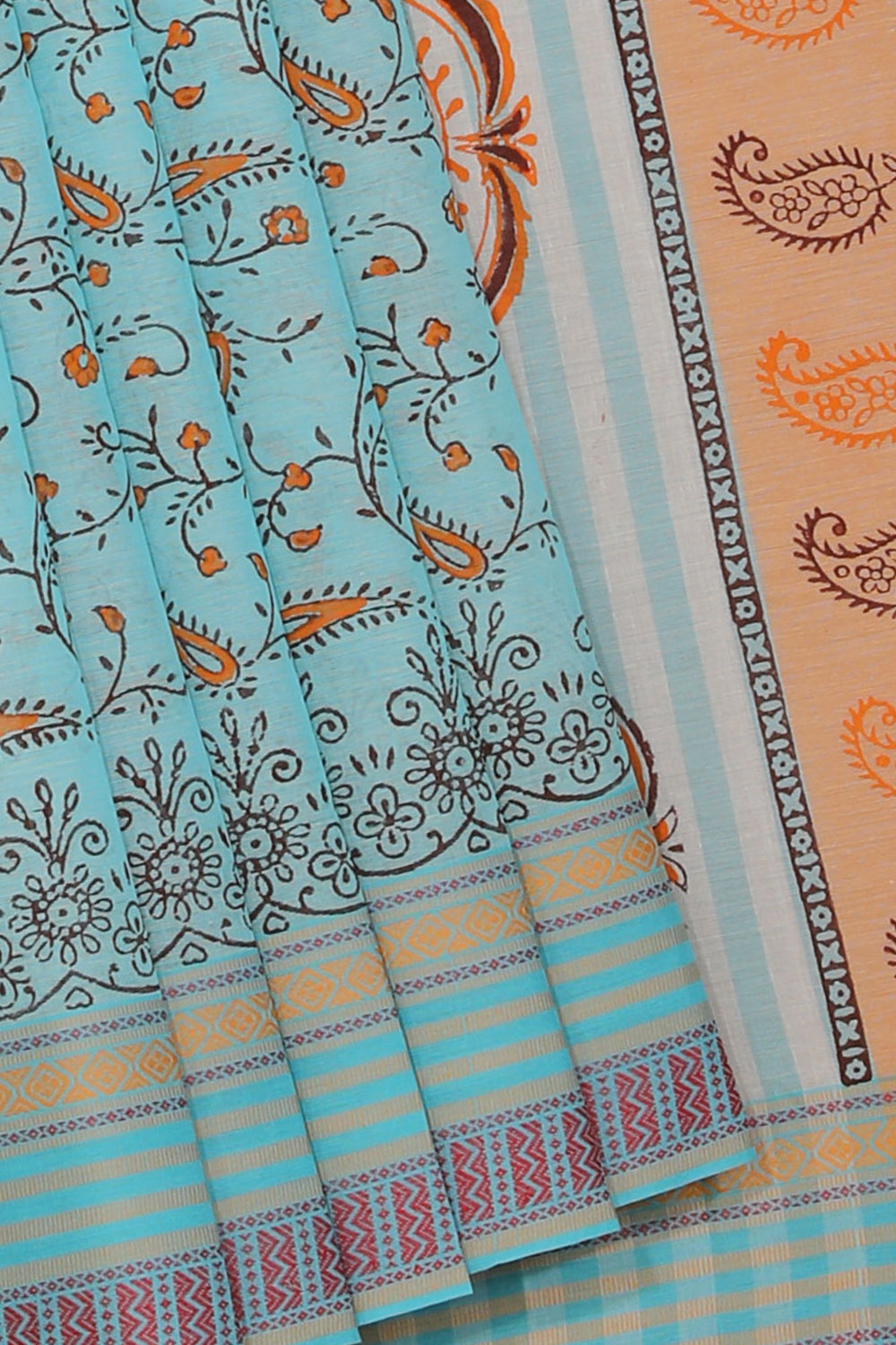 Kalanjali Ethnics Hand block printed cotton saree