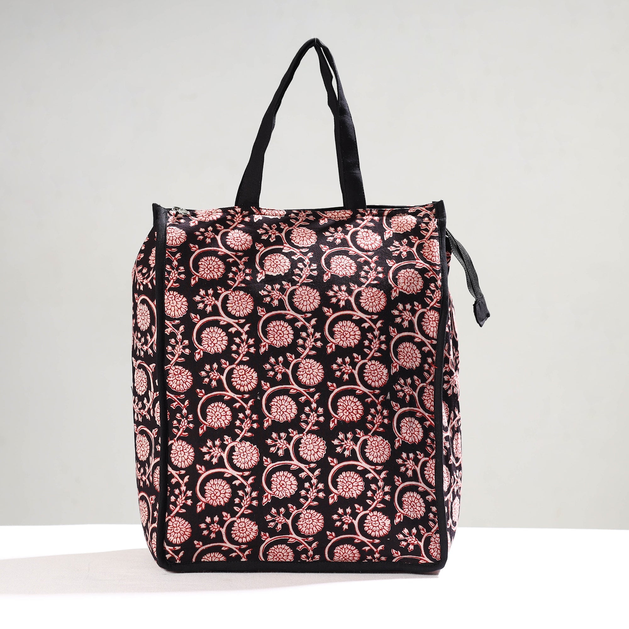 NOORI BAZAR Black - Handmade Bagh Block Printed Cotton Shopping Bag - view 3