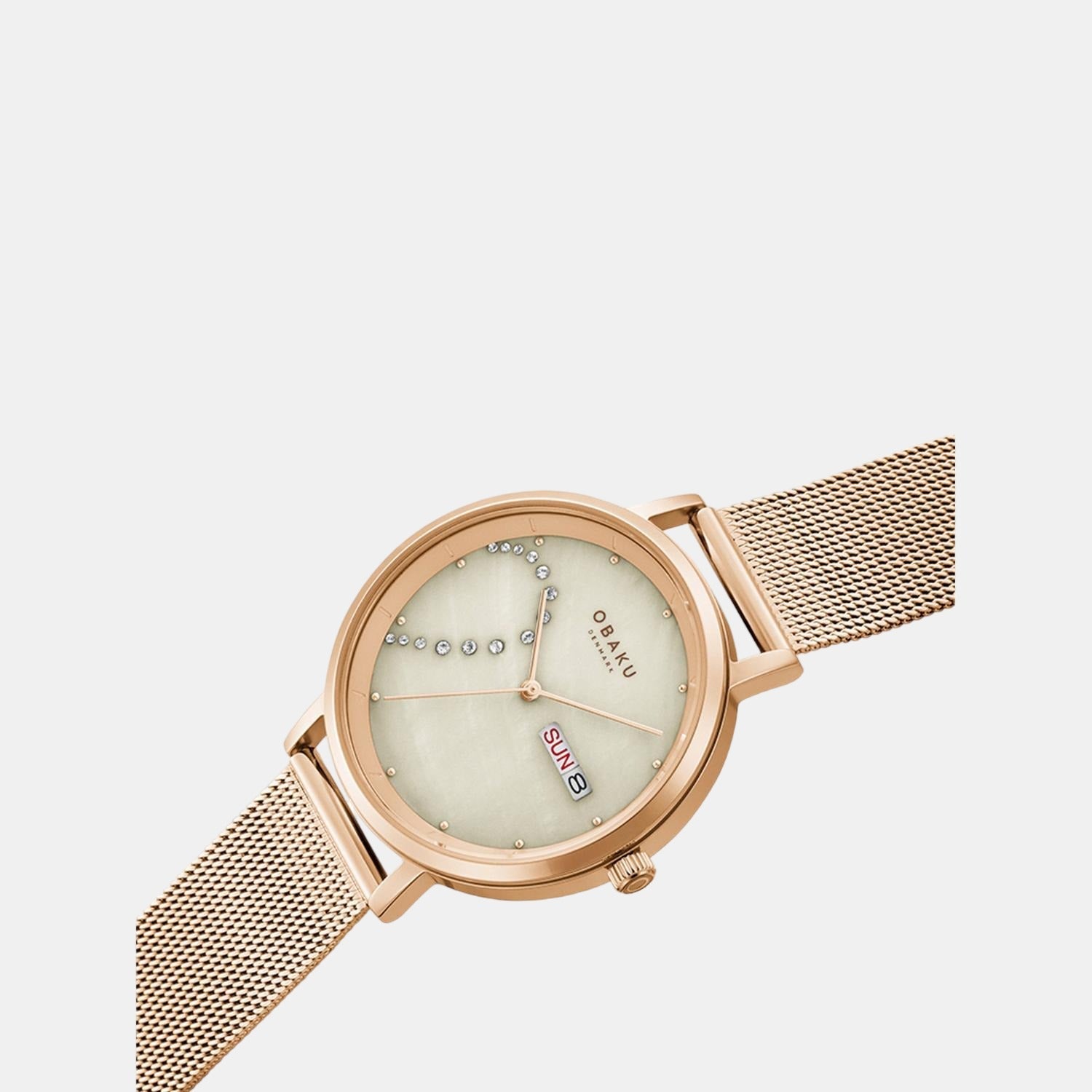 Obaku Draabe Blush Men Quartz Beige Dial Analog Stainless Steel Watch V248GHVJMV - view 4