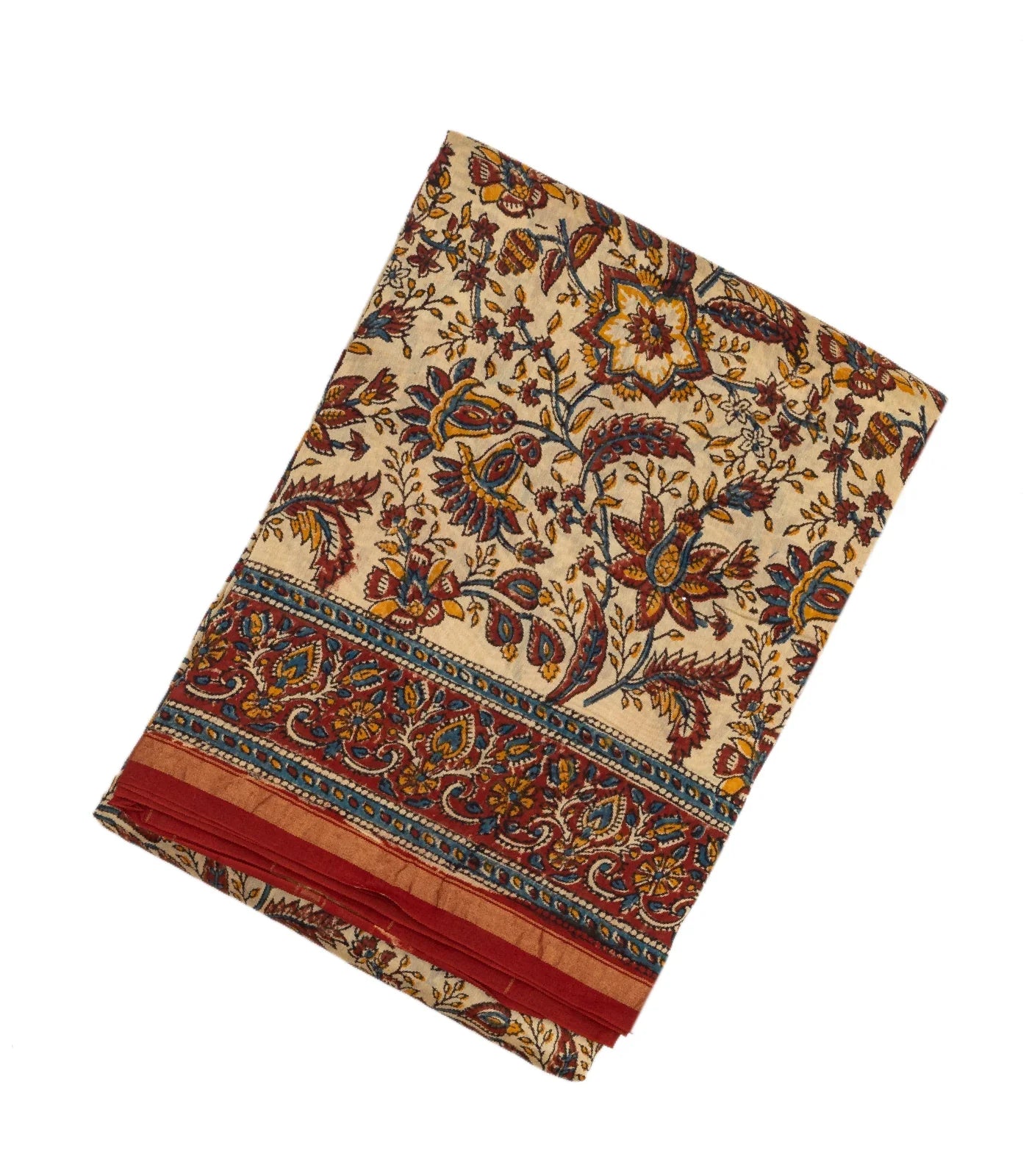 RmKV Cream Handloom Chanderi Cotton Saree With A Printed Kalamkari Design - view 7