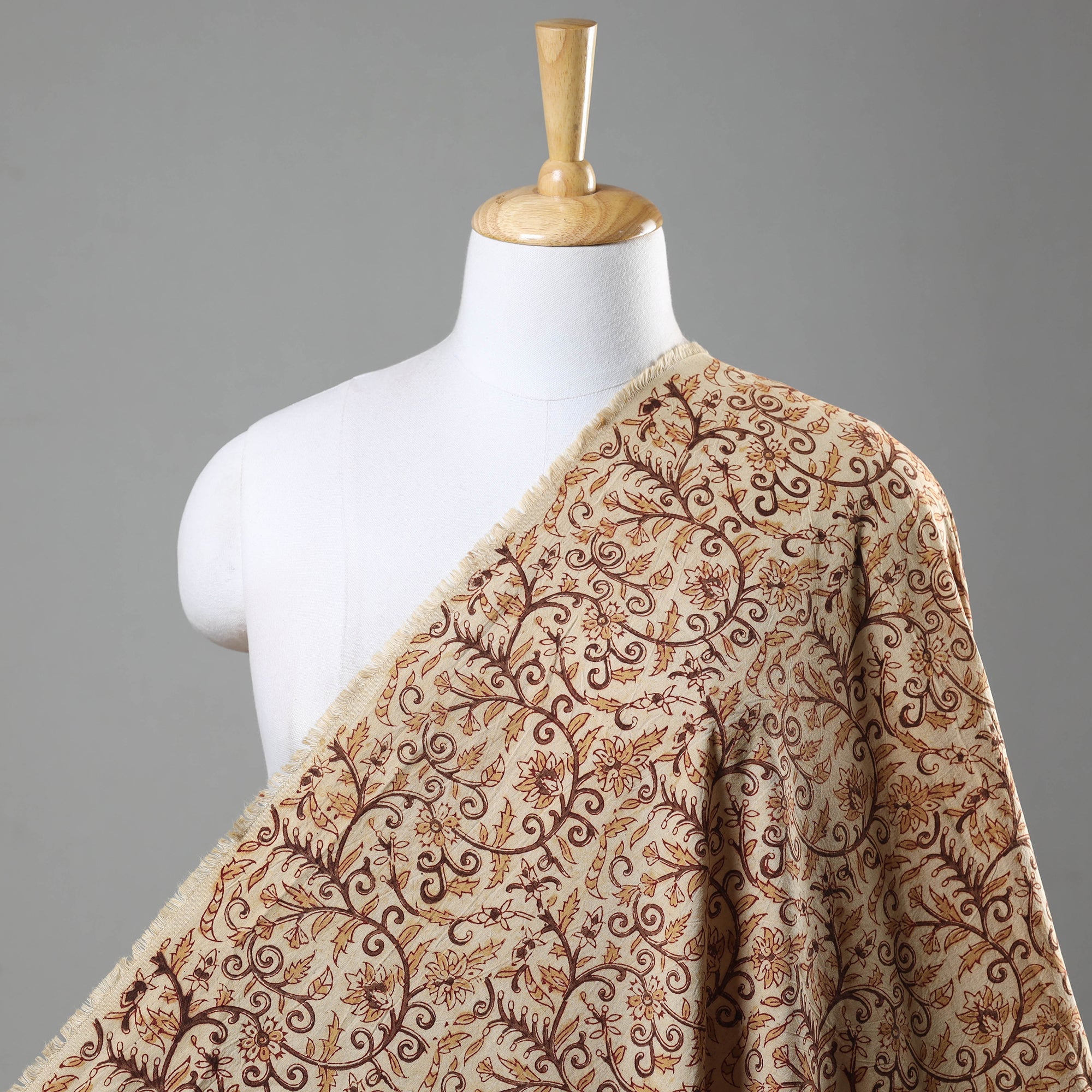 PITCHUKA SRINIVAS KALAMKARI PEDANA Beige - Pedana Kalamkari Hand Block Printed Cotton Fabric
