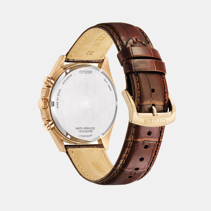 Citizen Eco-Drive Men Eco-Drive White Dial Chronograph Leather Watch CA4593-15A - view 3
