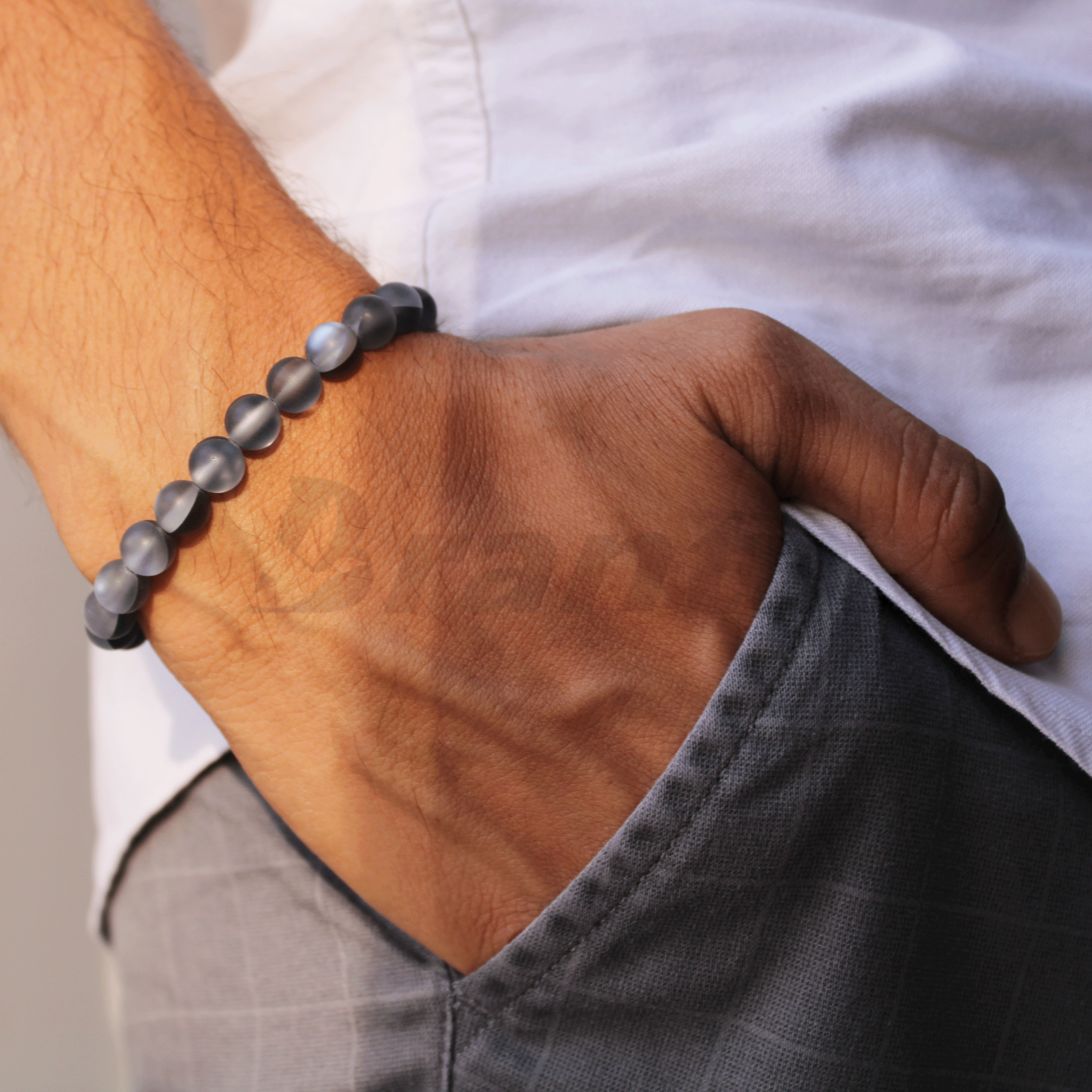 brantashop Matte with Grey Moonstone Bracelet for Men - view 2