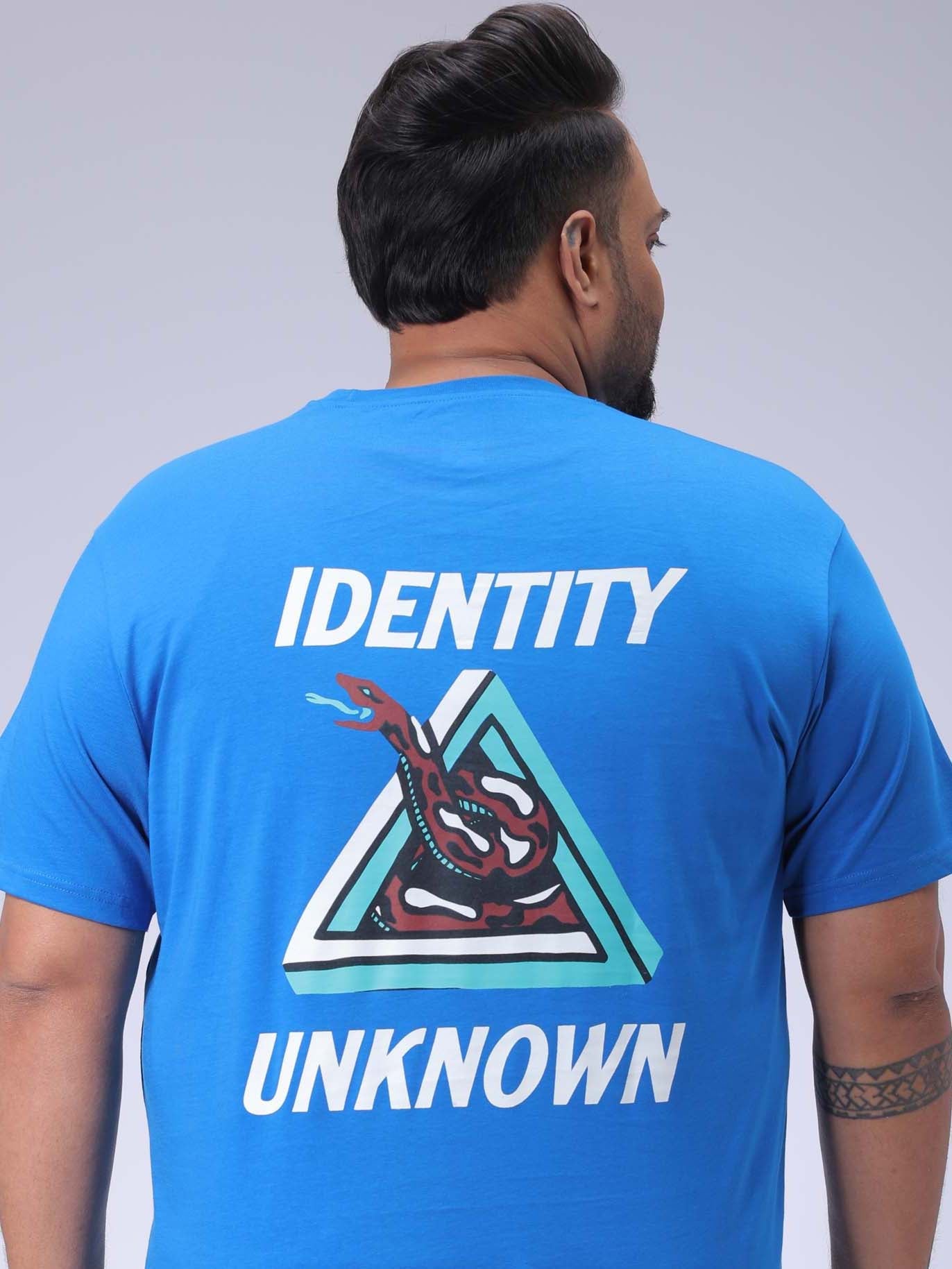 HARDSODA Men's Plus Size Blue Regular Fit Back Printed T-Shirt