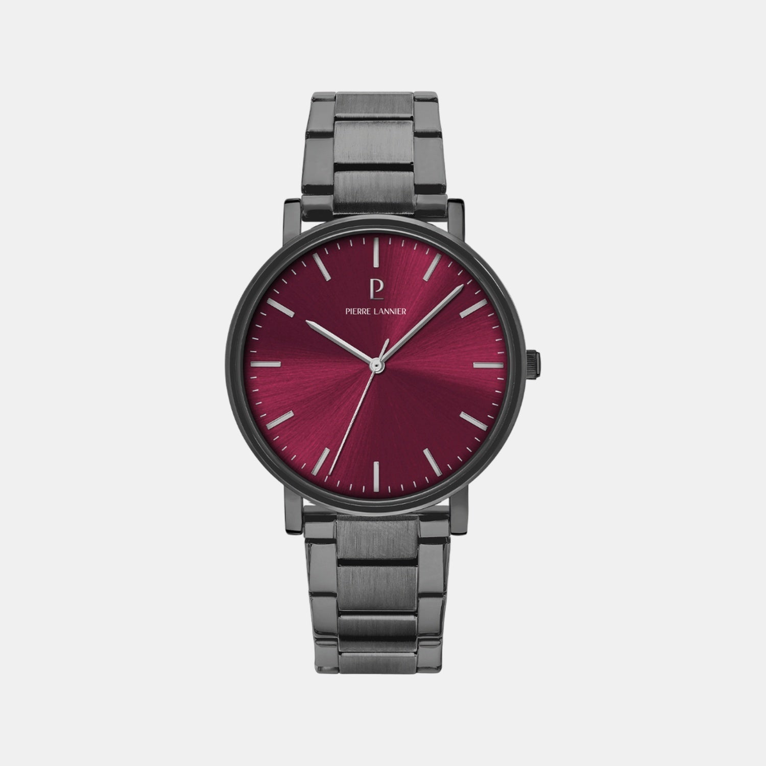 Pierre Lannier Essential Men Quartz Burgundy Dial Analog Stainless Steel Watch 252G459