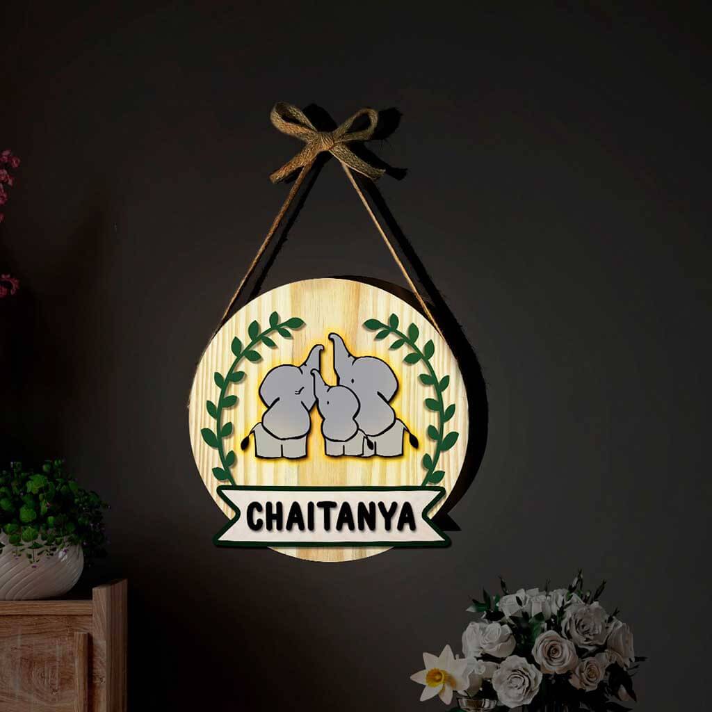 Chitra Chaya Personalized Wooden Elly Wall Lamp - view 6
