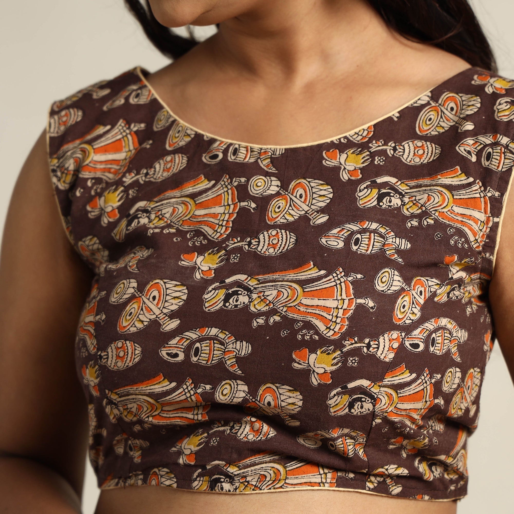 ITOKRI CASUALS Brown - Kalamkari Printed Cotton Stitched Blouse 04 - view 4