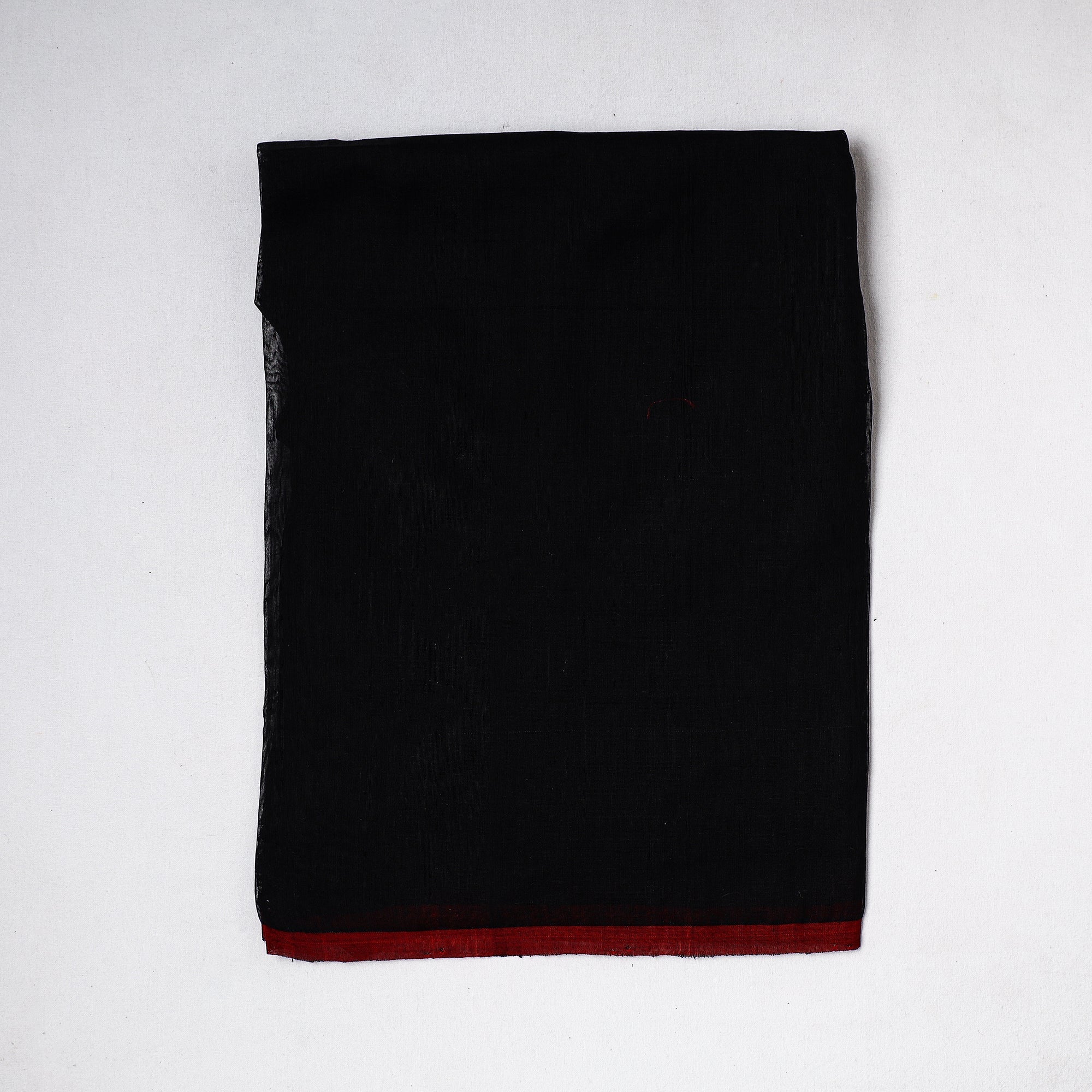 CHANDERI BY RAUPH KHAN Black - Traditional Chanderi Silk Handloom Precut Fabric(1 meter)
