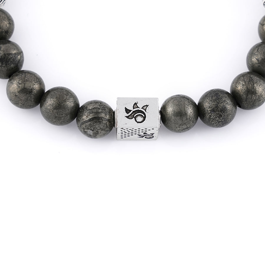 Prinjal Jewellers Pyrite with Om Namah Shivay Silver Beads Bracelet - view 6