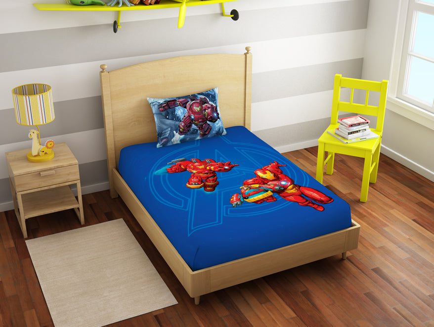Spaces India Character Indigo Bunting - Blue 100% Cotton Single Bedsheet - Marvel Iron Man By Spaces - view 2