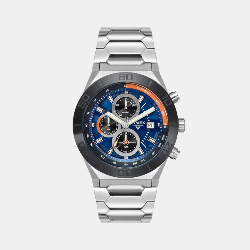 Timex E Class Men Quartz Blue Dial Chronograph Stainless Steel Watch TWEG24900