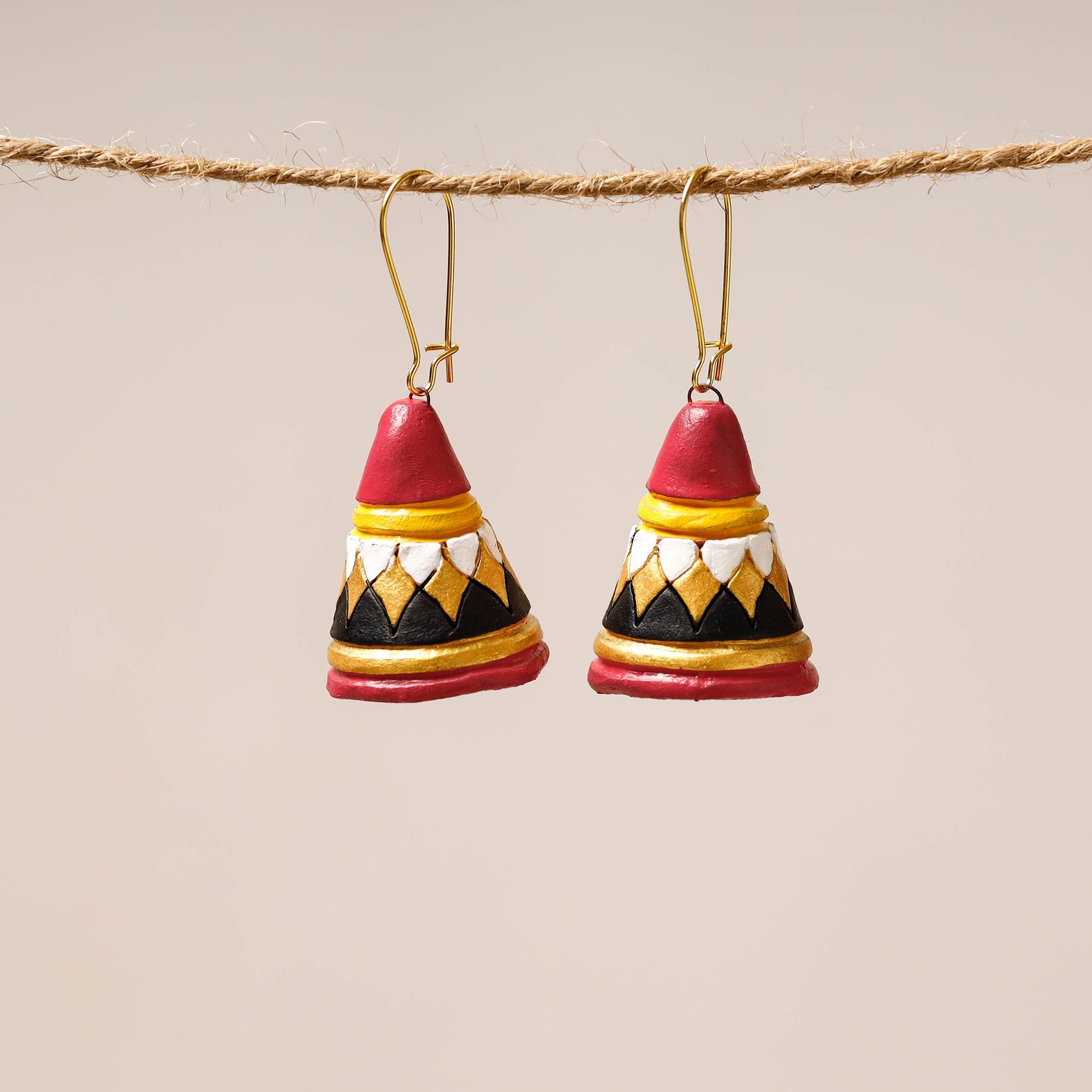 KHUSHBASH - HAPPY LOOM OF EAST Bishnupur Handpainted Dangler Terracotta Earrings 34
