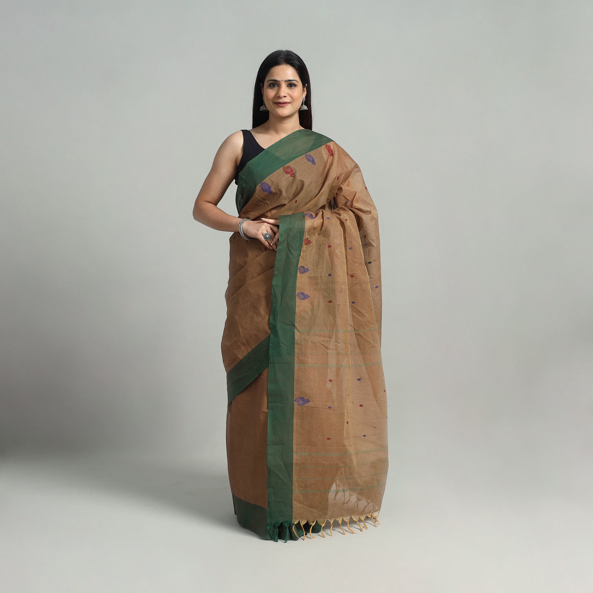 SOUTH KARGHA Brown - Cotton Thread Buti Dharwad Saree 05