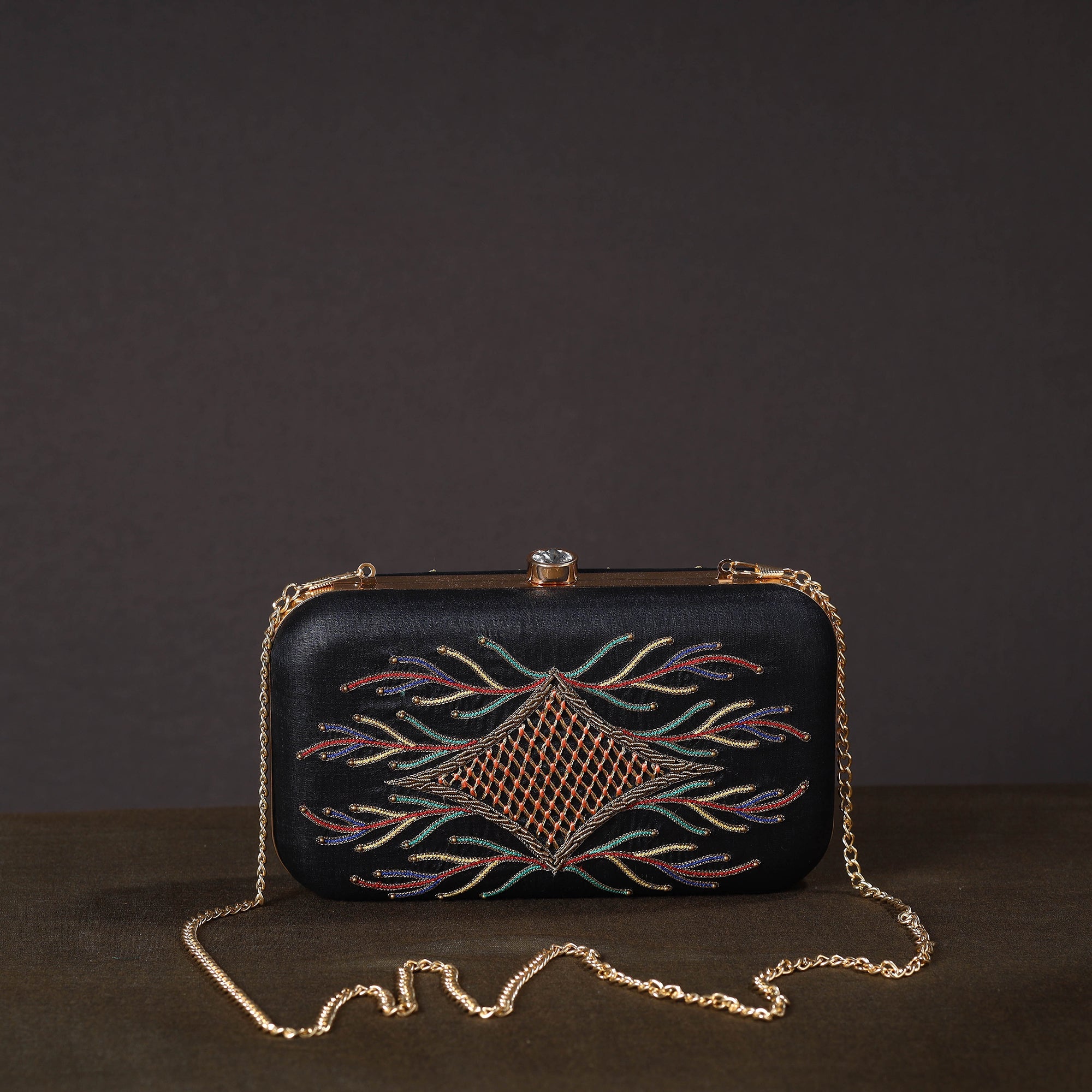 LAVANGG Black - Chikankari Hand Embroidery Tussar Silk Clutch / Sling Bag 12 - view 2