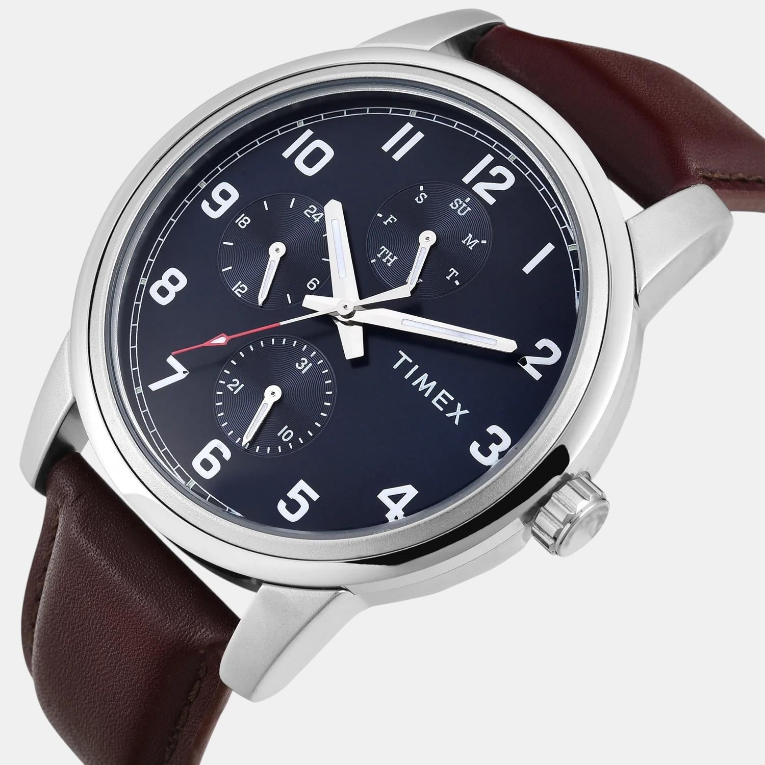 Timex Fashion Men Quartz Blue Dial Multi-Function Leather Watch TWEG18906 - view 2