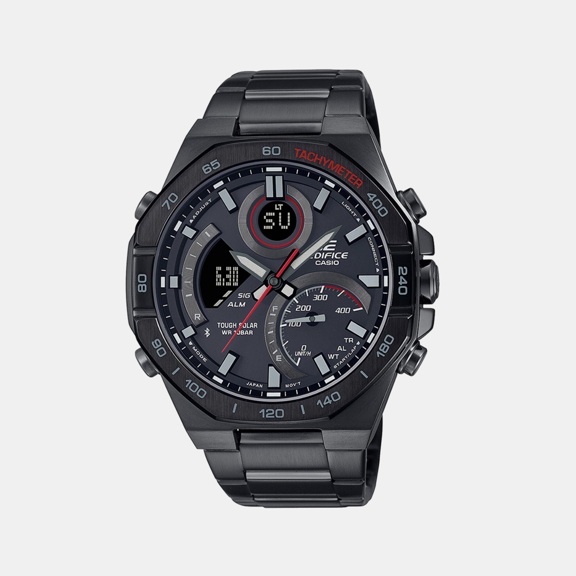 Casio Edifice Men Quartz Black Dial Analog-Digital Stainless Steel Watch EX556