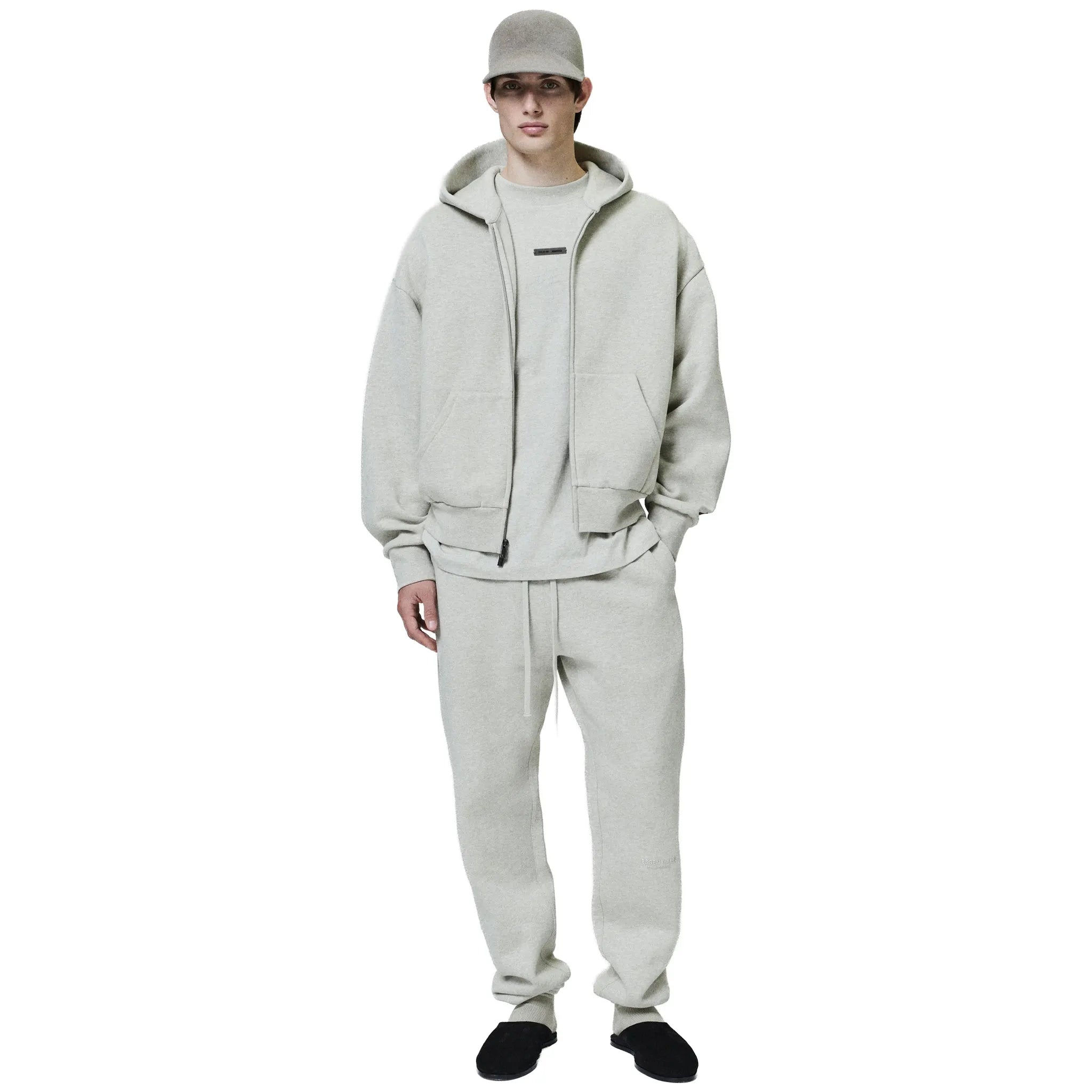 Fear Of God Essentials Classic Heather Stone Zip-Up Hoodie (SS25) - view 4