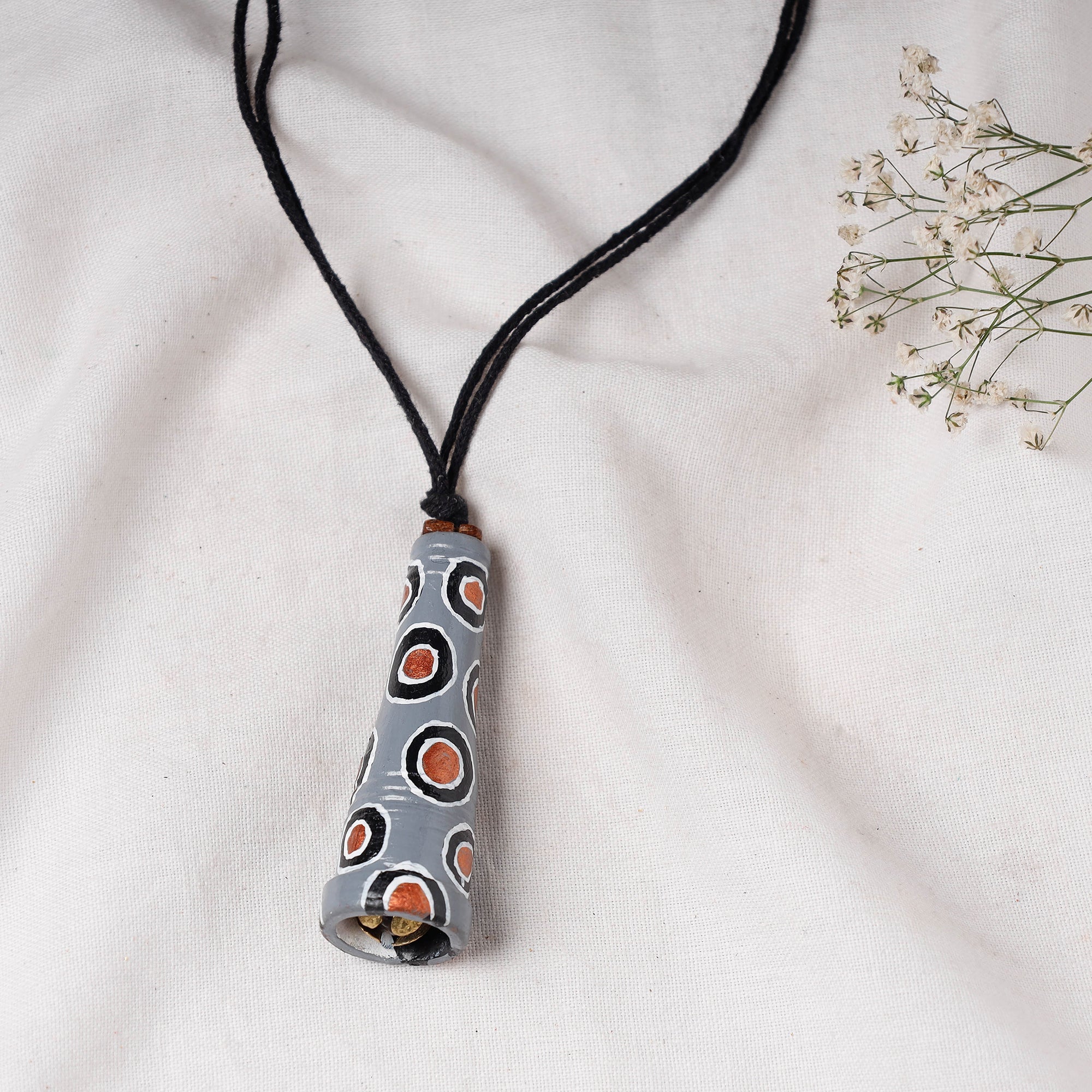 KHUSHBASH - HAPPY LOOM OF EAST Bishnupur Handpainted Terracotta Necklace - view 2