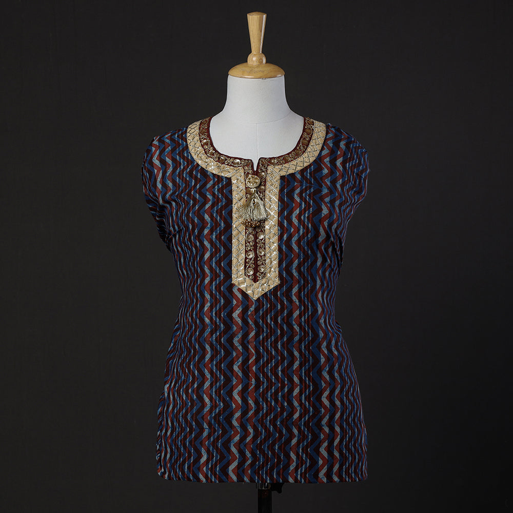 HAVELI CHRONICLES Blue - Bagru Dabu Block Printed Cotton Kurta Material - 2.5 M