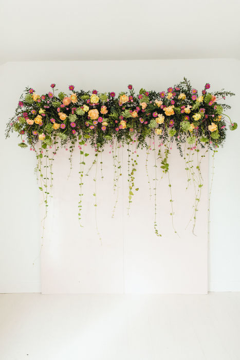 fiftyflowers.com Pops of Pink Floral Backdrop with Wedding Chicks - view 5