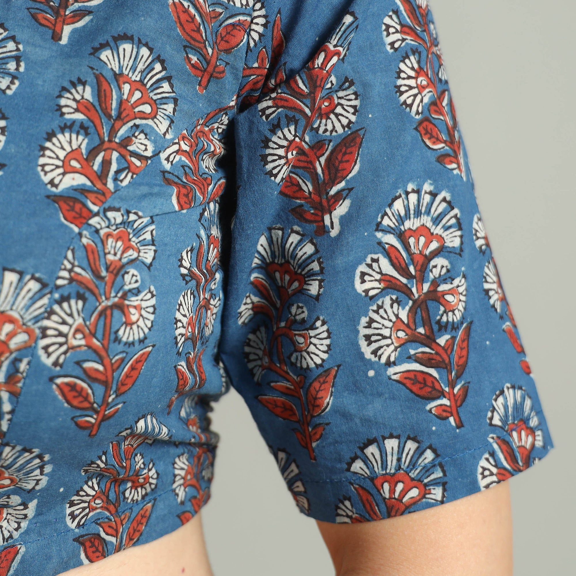ITOKRI CASUALS Blue - Bagru Dabu Block Printed Cotton Stitched Blouse 12 - view 5