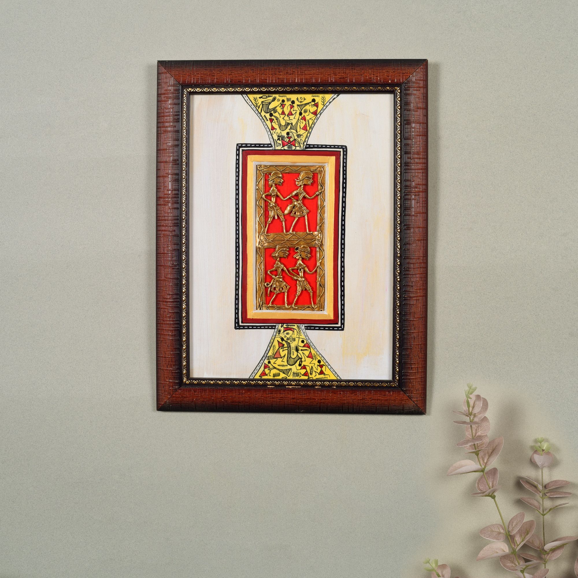 ART CREATIONS BY SUMAN SONTHALIA Artistic Fusion Dhokra Warli Painting (10x0.5x13)