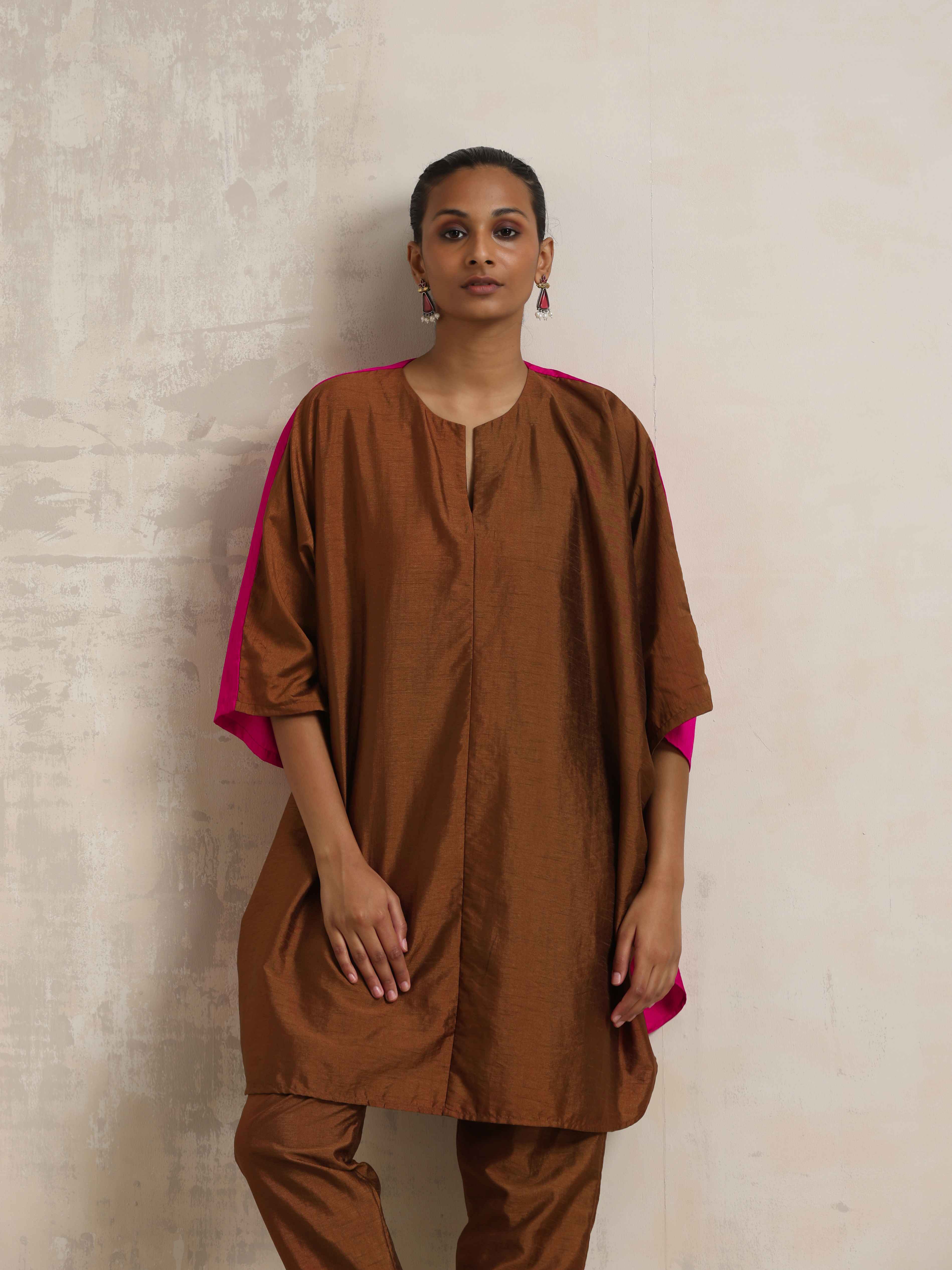 trueBrowns Brown Silk Co-ord Set - view 6