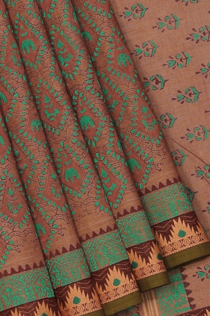 Kalanjali Ethnics Hand block printed cotton saree