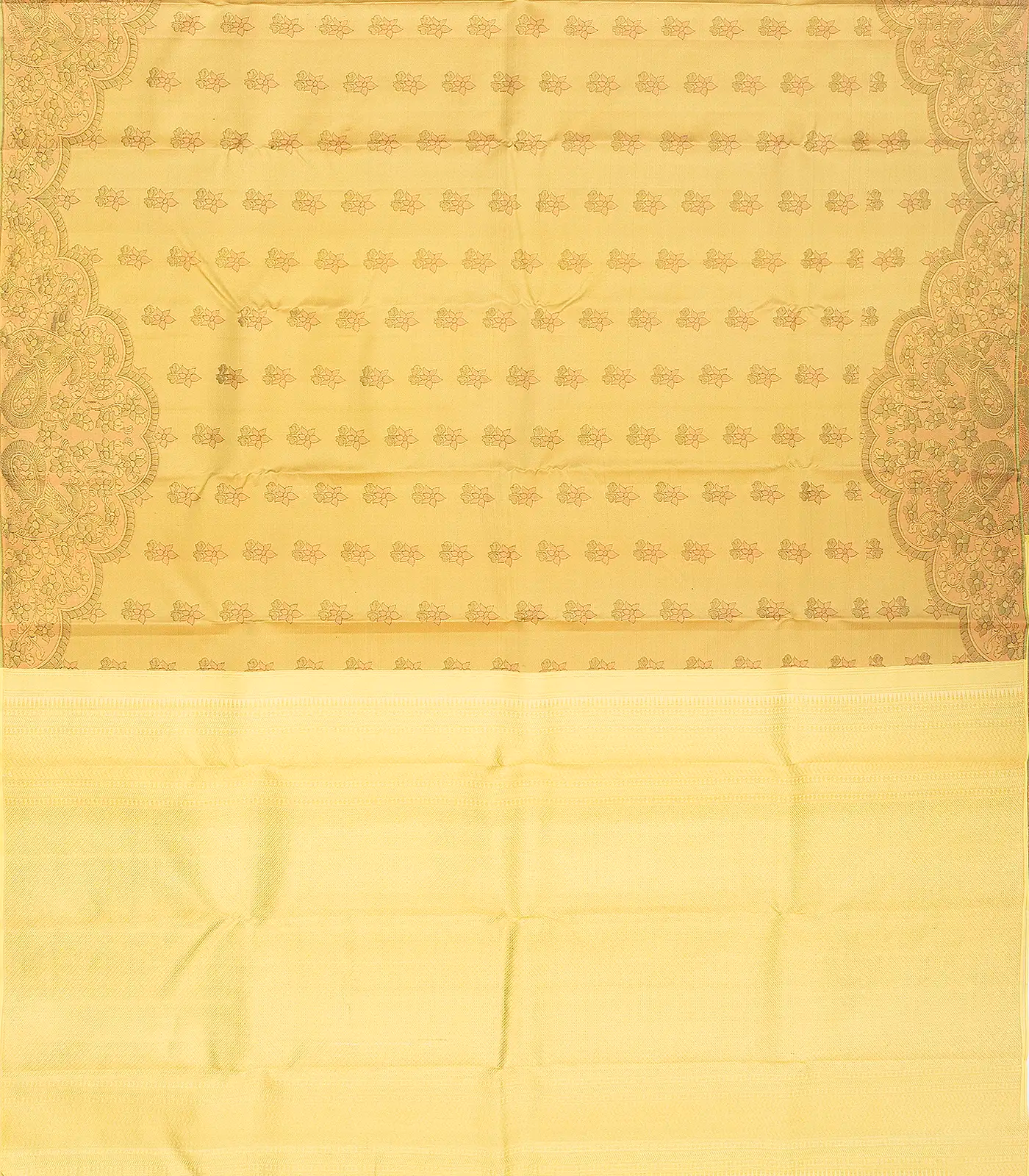 RmKV Gold Handloom Kanchipuram Silk Saree With Floral Motifs - view 2
