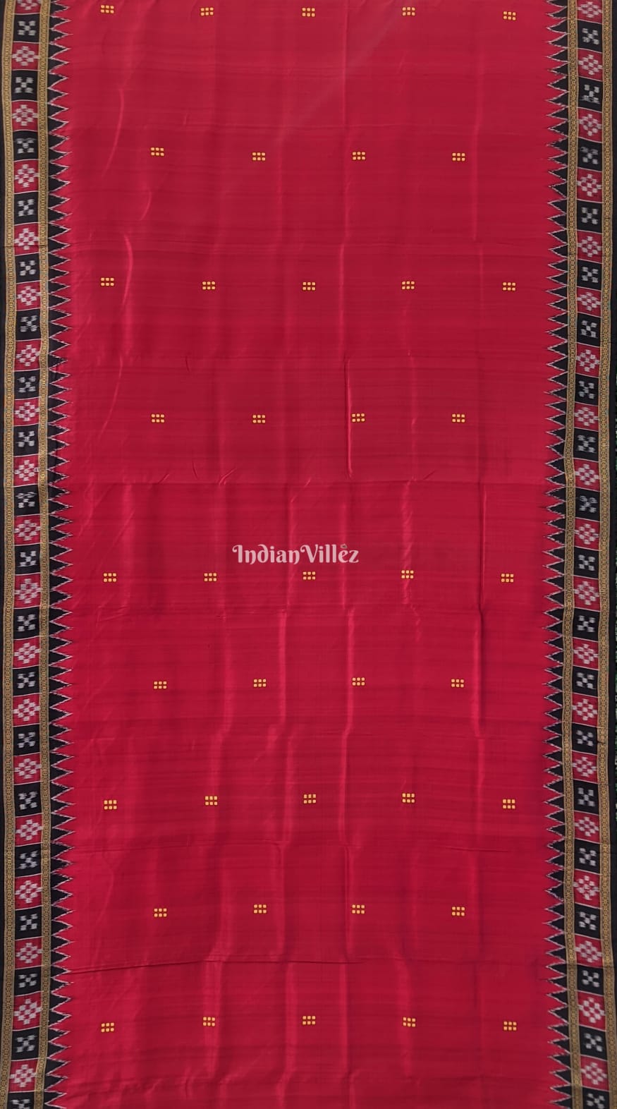 IndianVillèz Red Single Border Pasapali Khandua Pata Silk Saree - view 6